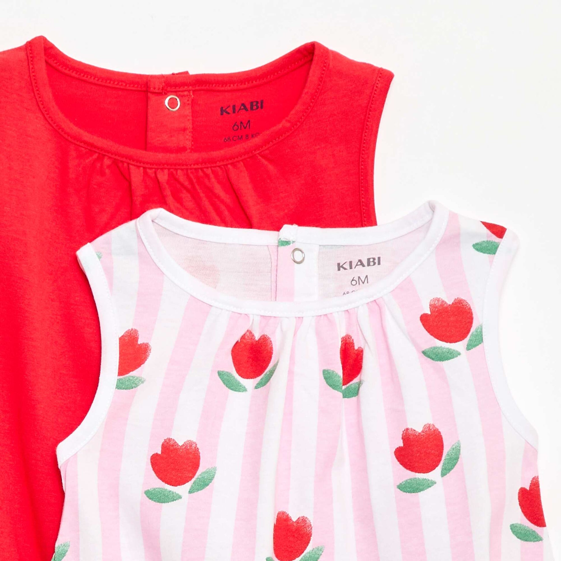 Lots de 2 barboteuses sans manches ROSE