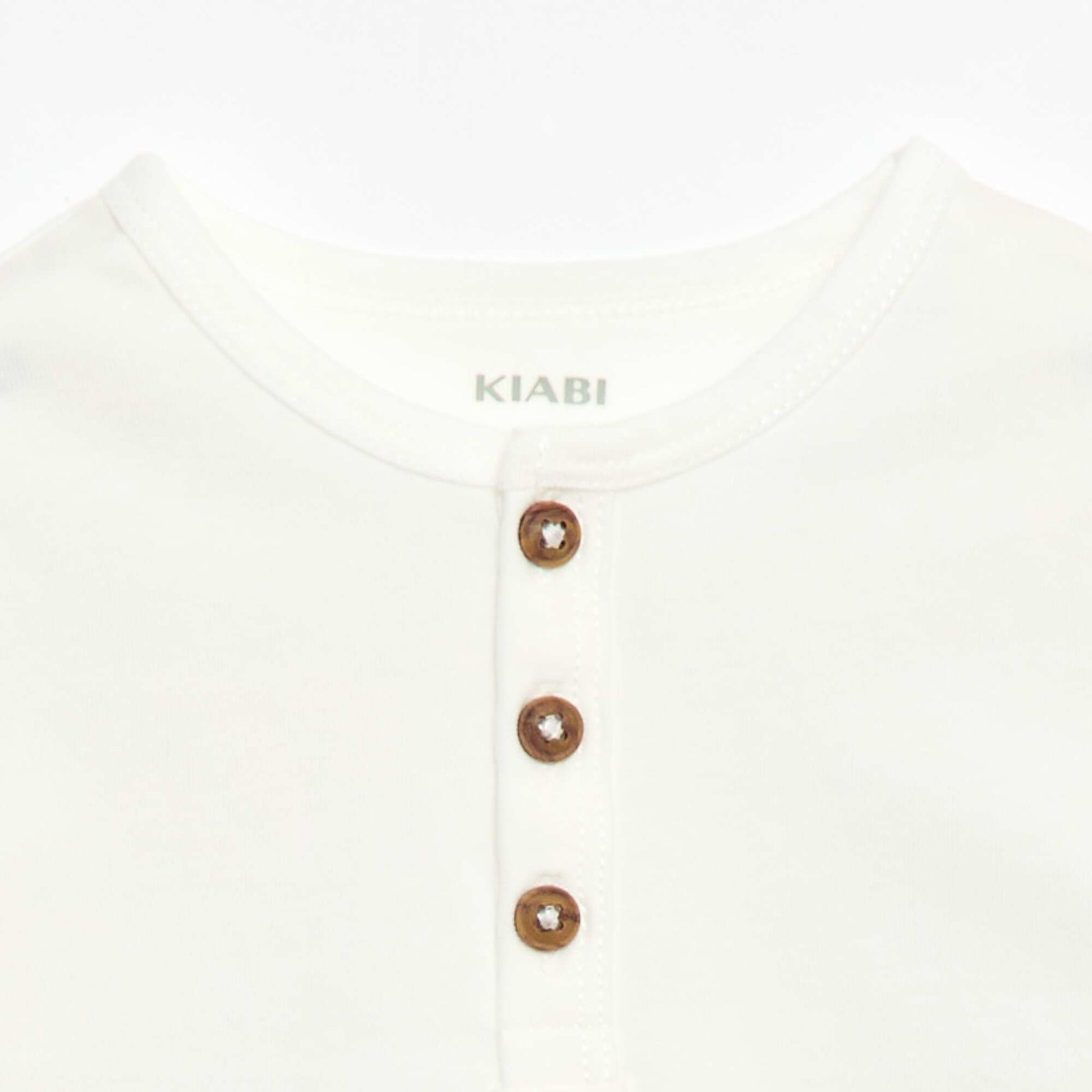 T-shirt à col tunisien boutonné BLANC