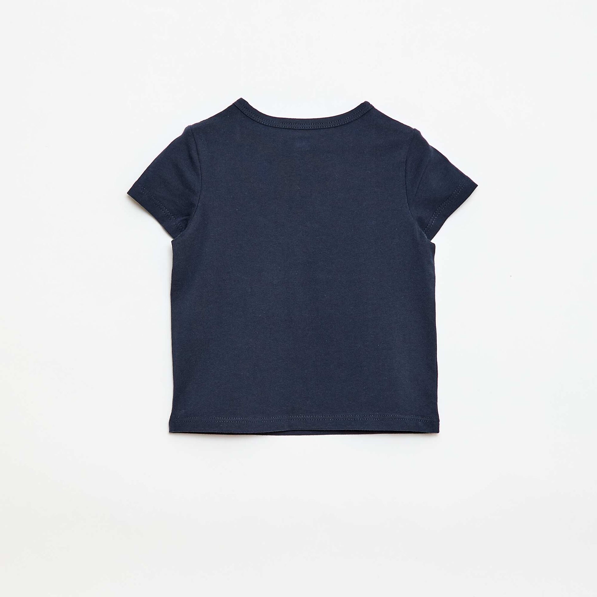 T-shirt à col tunisien boutonné BLEU