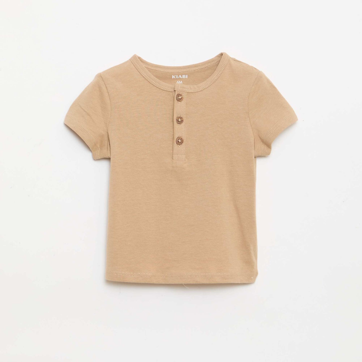 T-shirt à col tunisien boutonné BEIGE