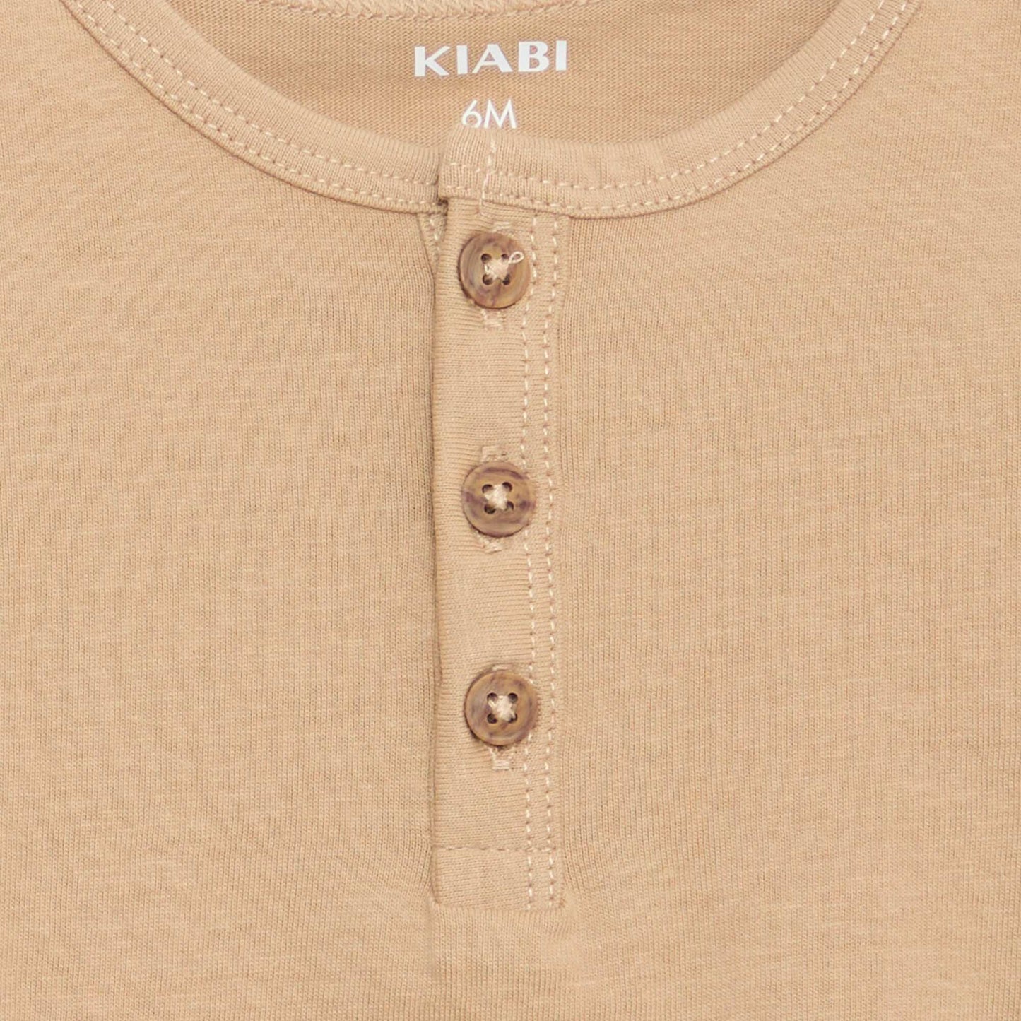 T-shirt à col tunisien boutonné BEIGE