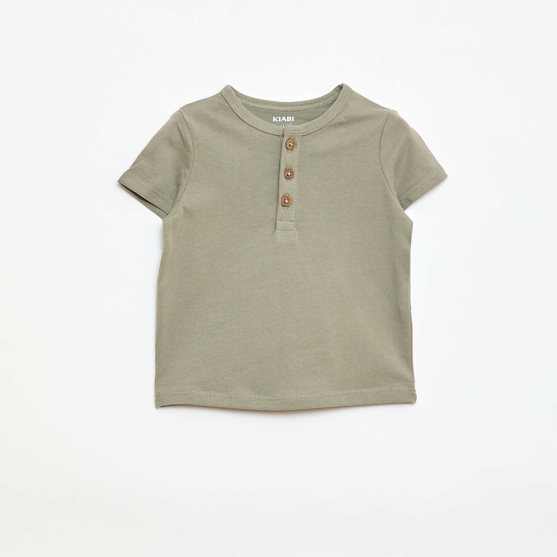 T-shirt à col tunisien boutonné VERT