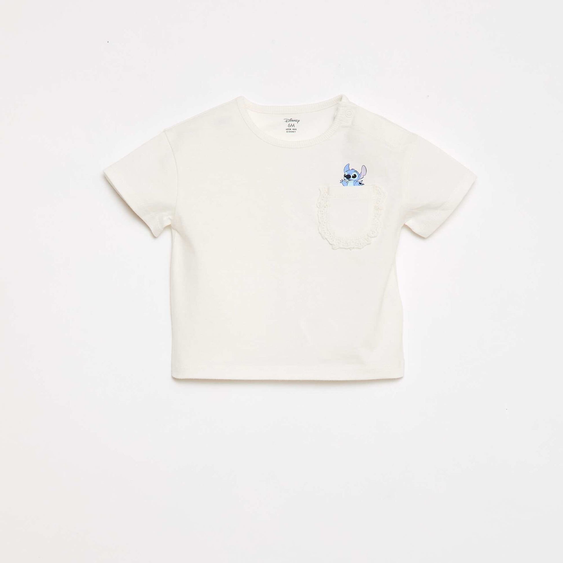 T-shirt 'Disney' à manches courtes et poche volantée BLANC