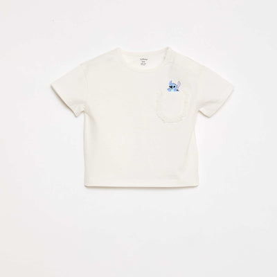 T-shirt 'Disney' à manches courtes et poche volantée BLANC