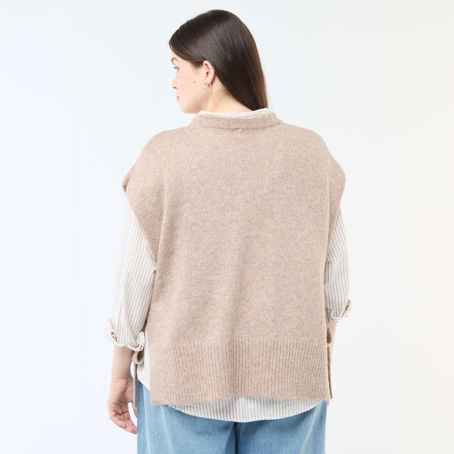 Pull sans manches à nouer sur les côtés MARRON