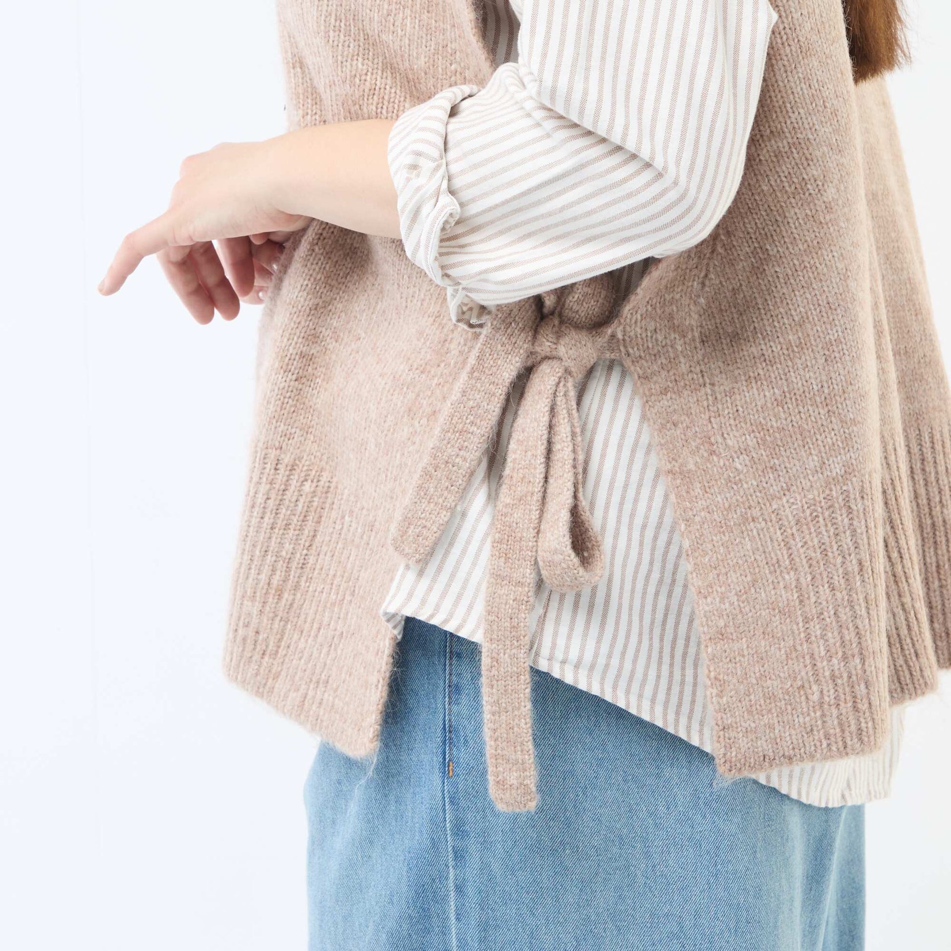 Pull sans manches à nouer sur les côtés MARRON