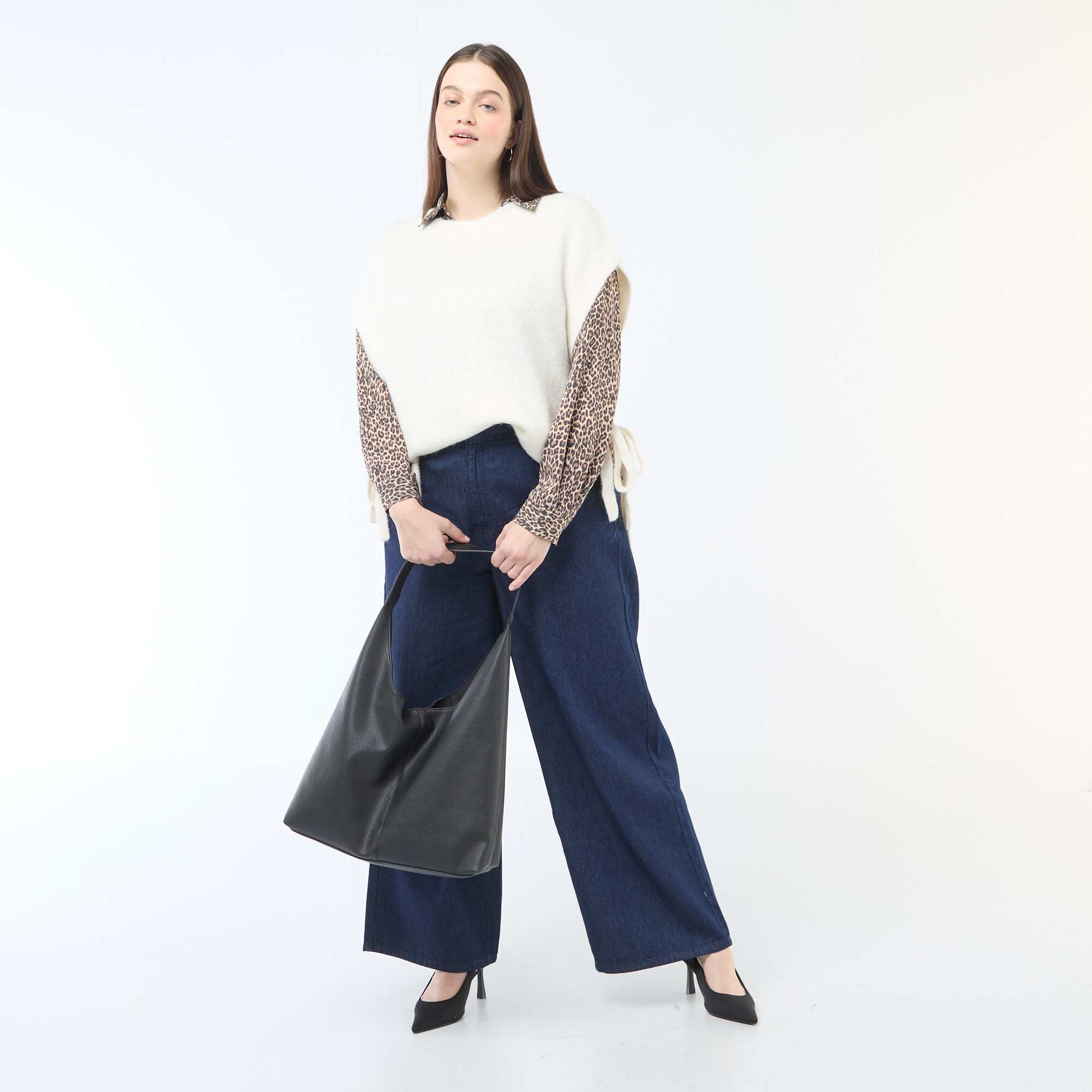 Pull sans manches à nouer sur les côtés BEIGE