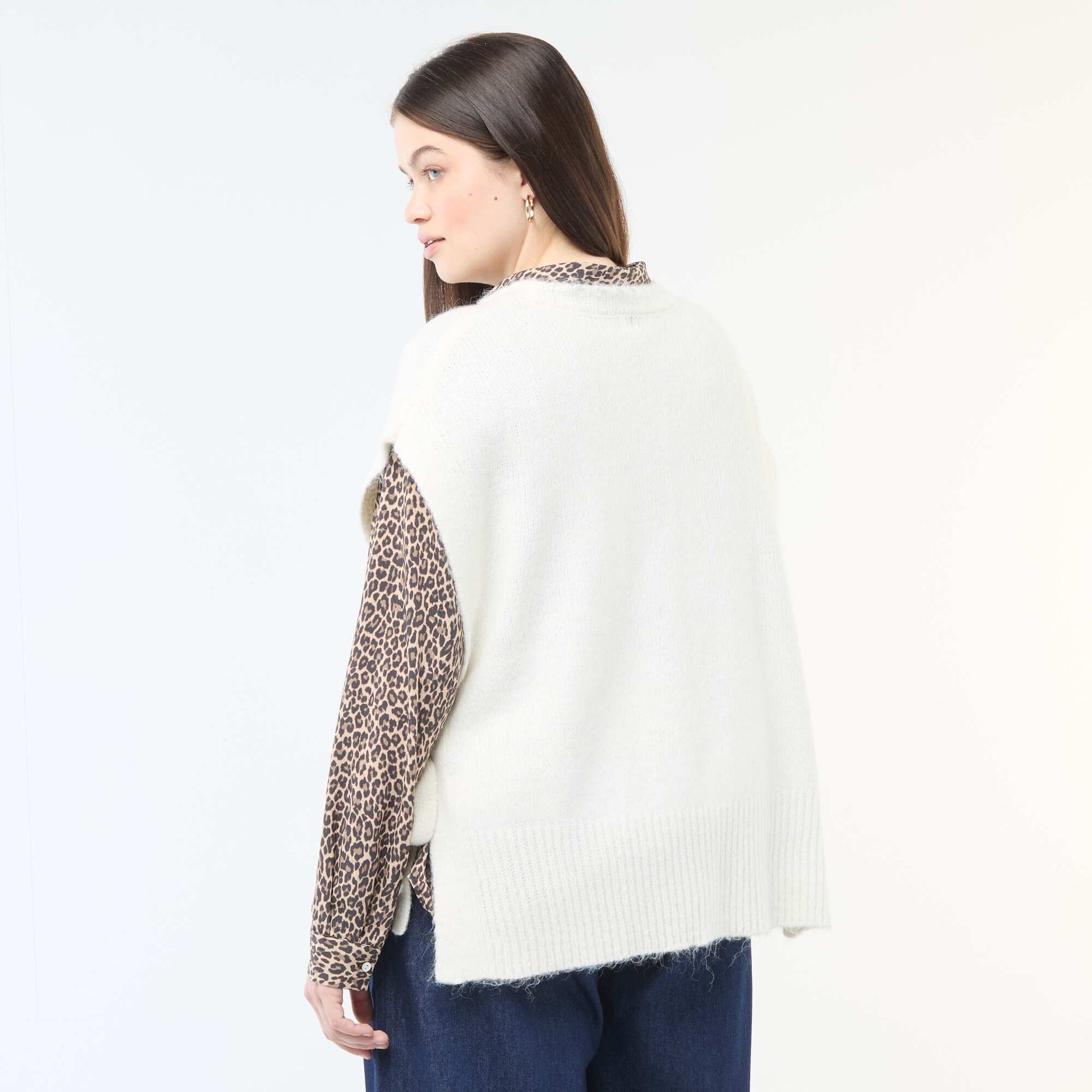 Pull sans manches à nouer sur les côtés BEIGE