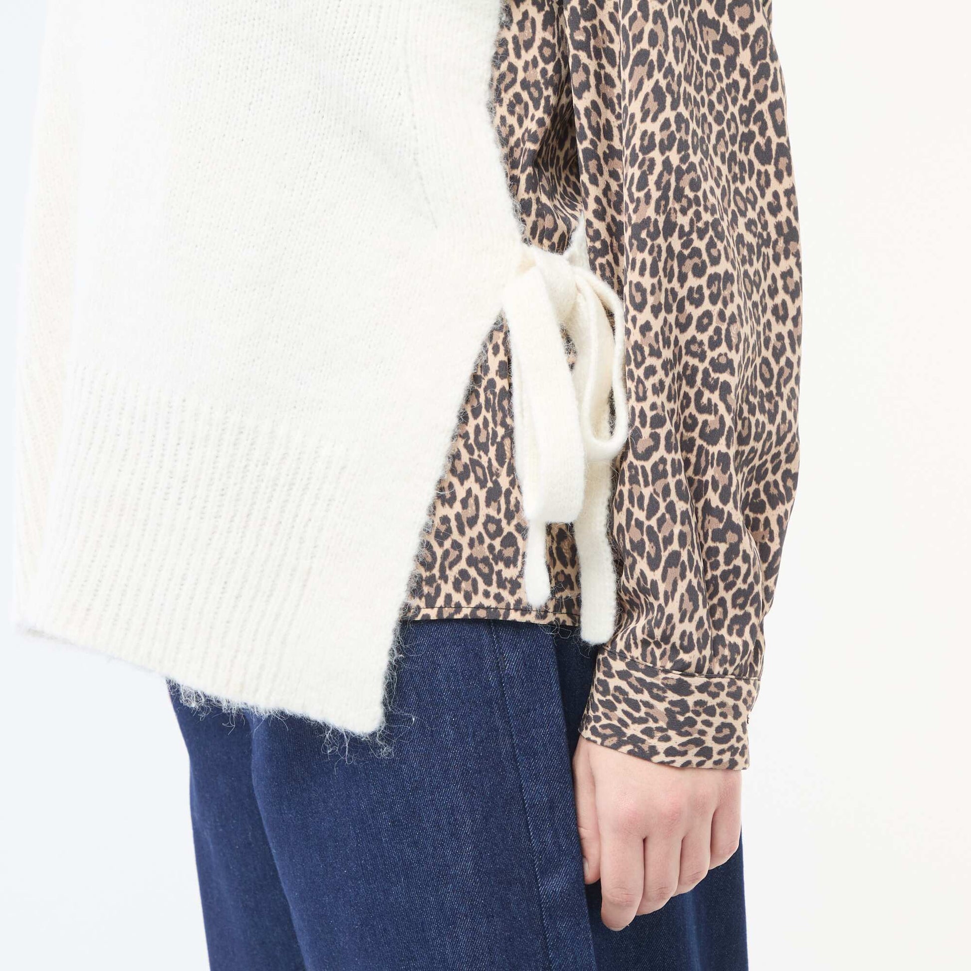 Pull sans manches à nouer sur les côtés BEIGE