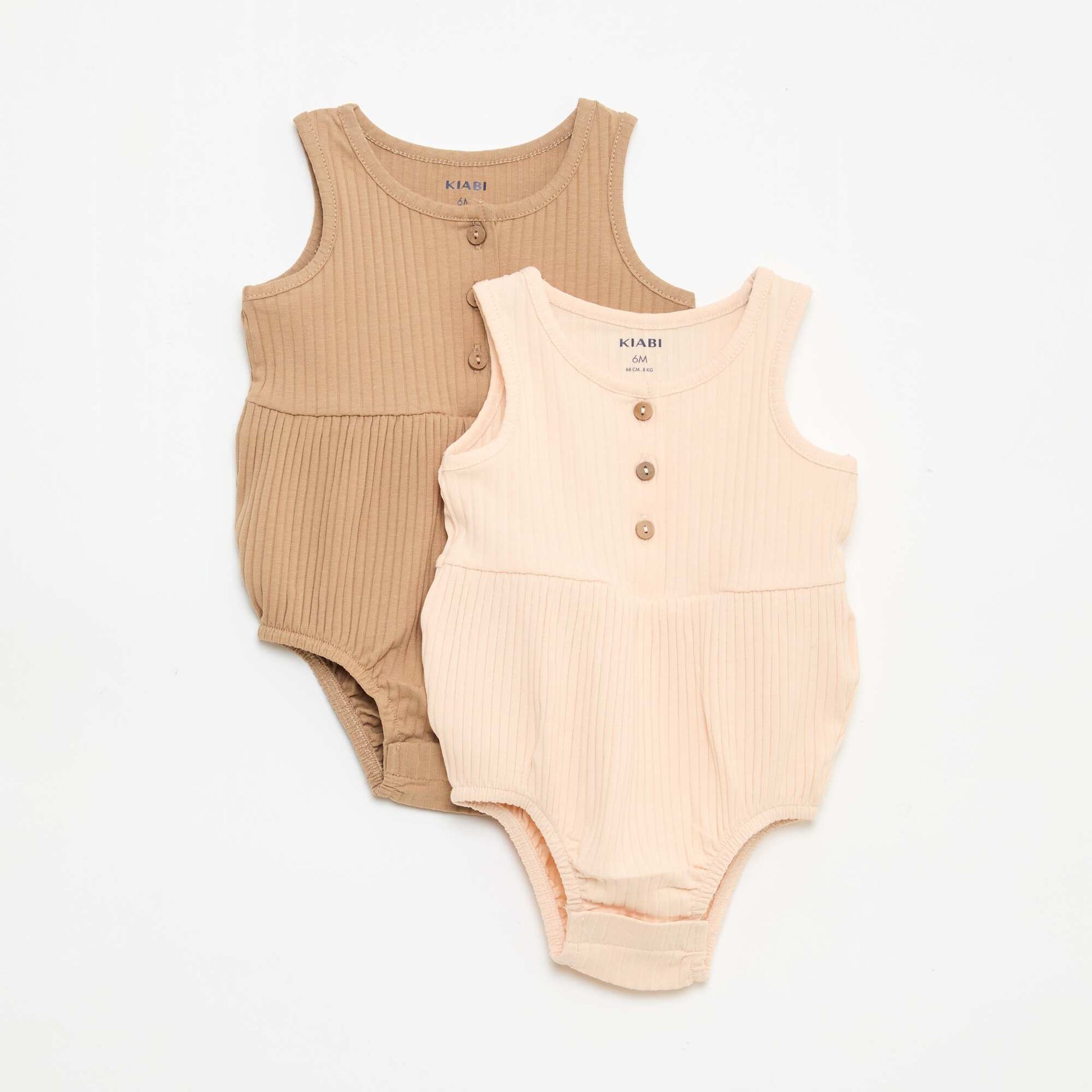 Lot de 2 barboteuses sans manches BEIGE