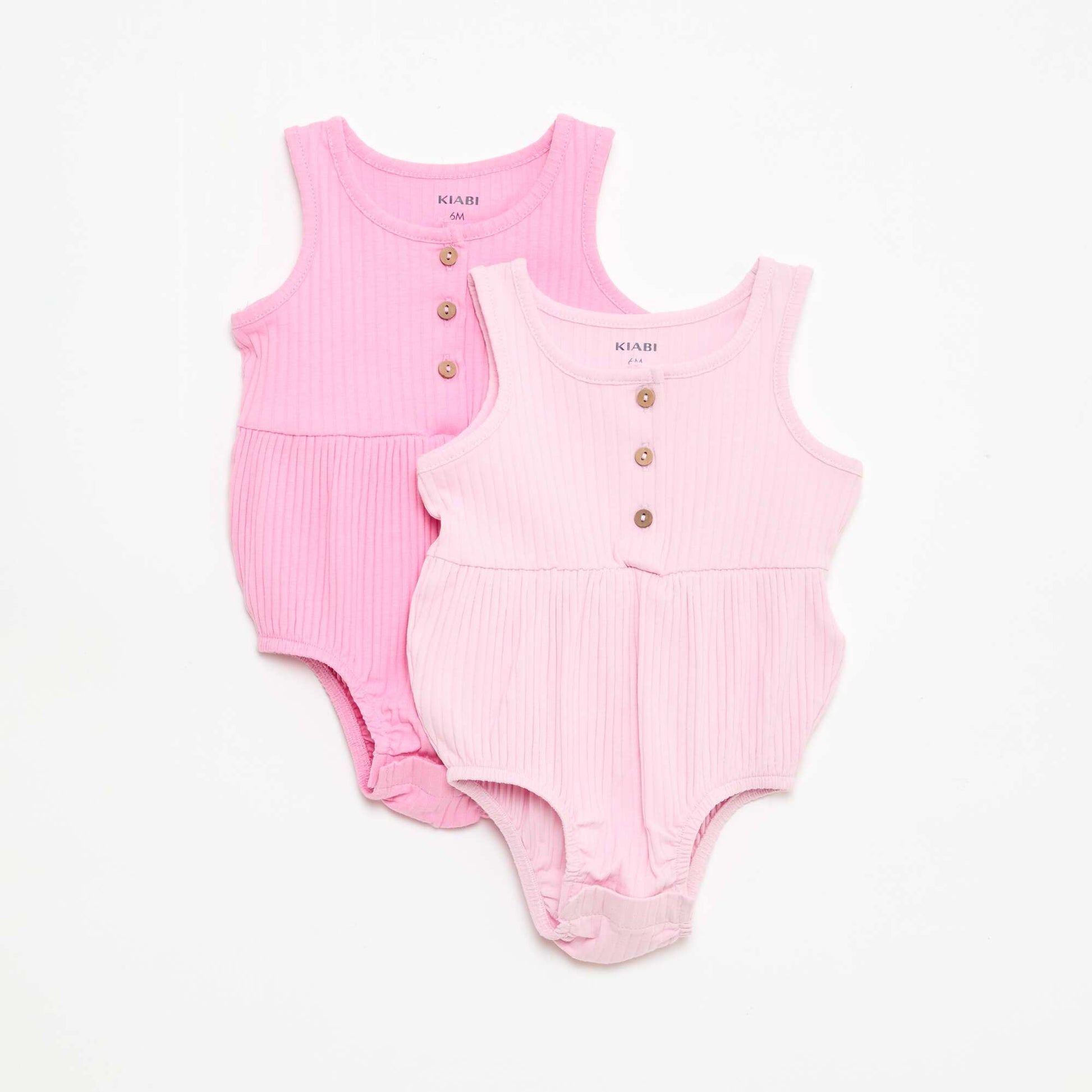 Lot de 2 barboteuses sans manches ROSE