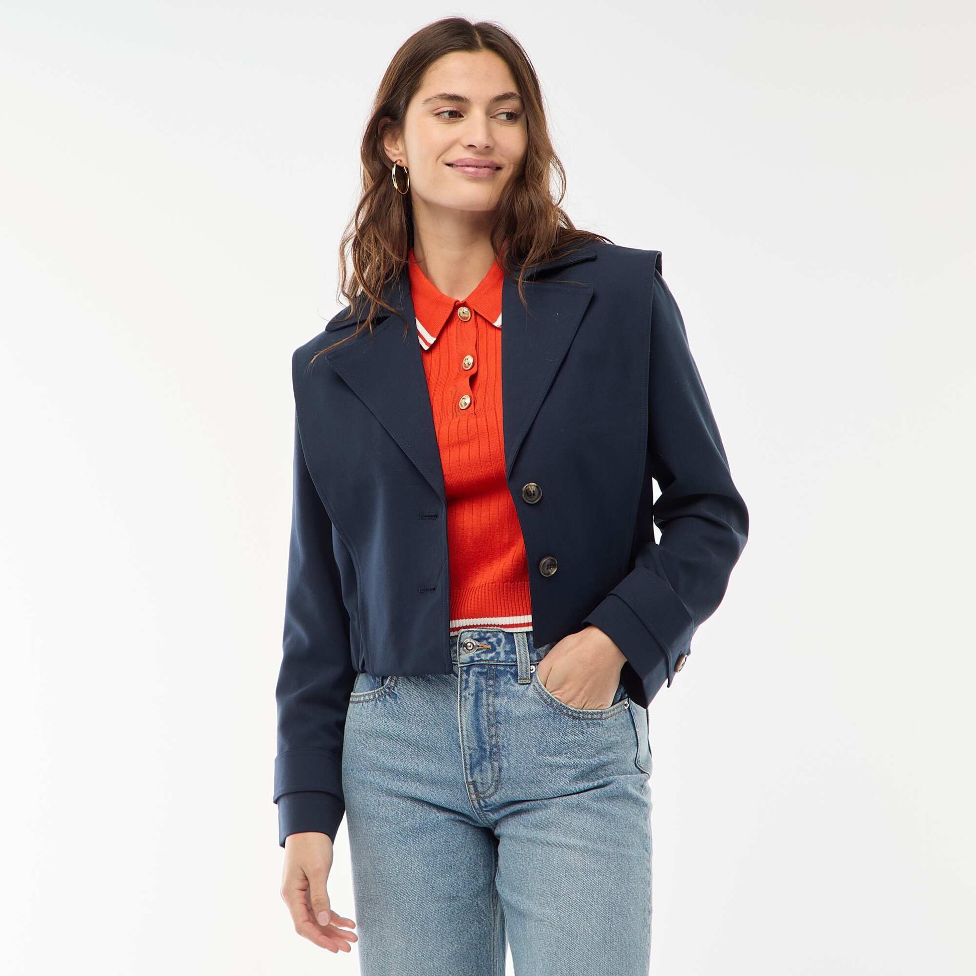 Veste cropped style trench BLEU