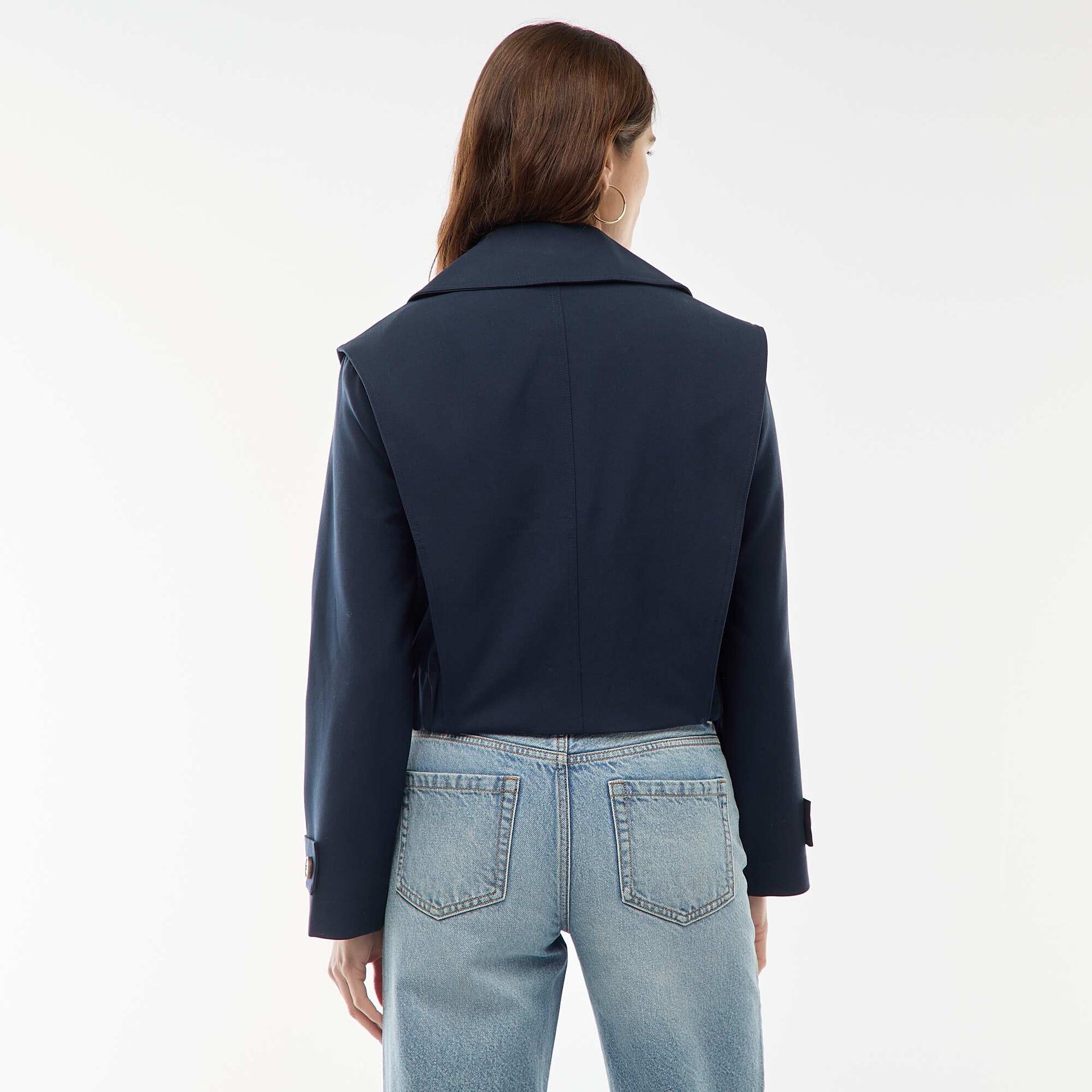 Veste cropped style trench BLEU