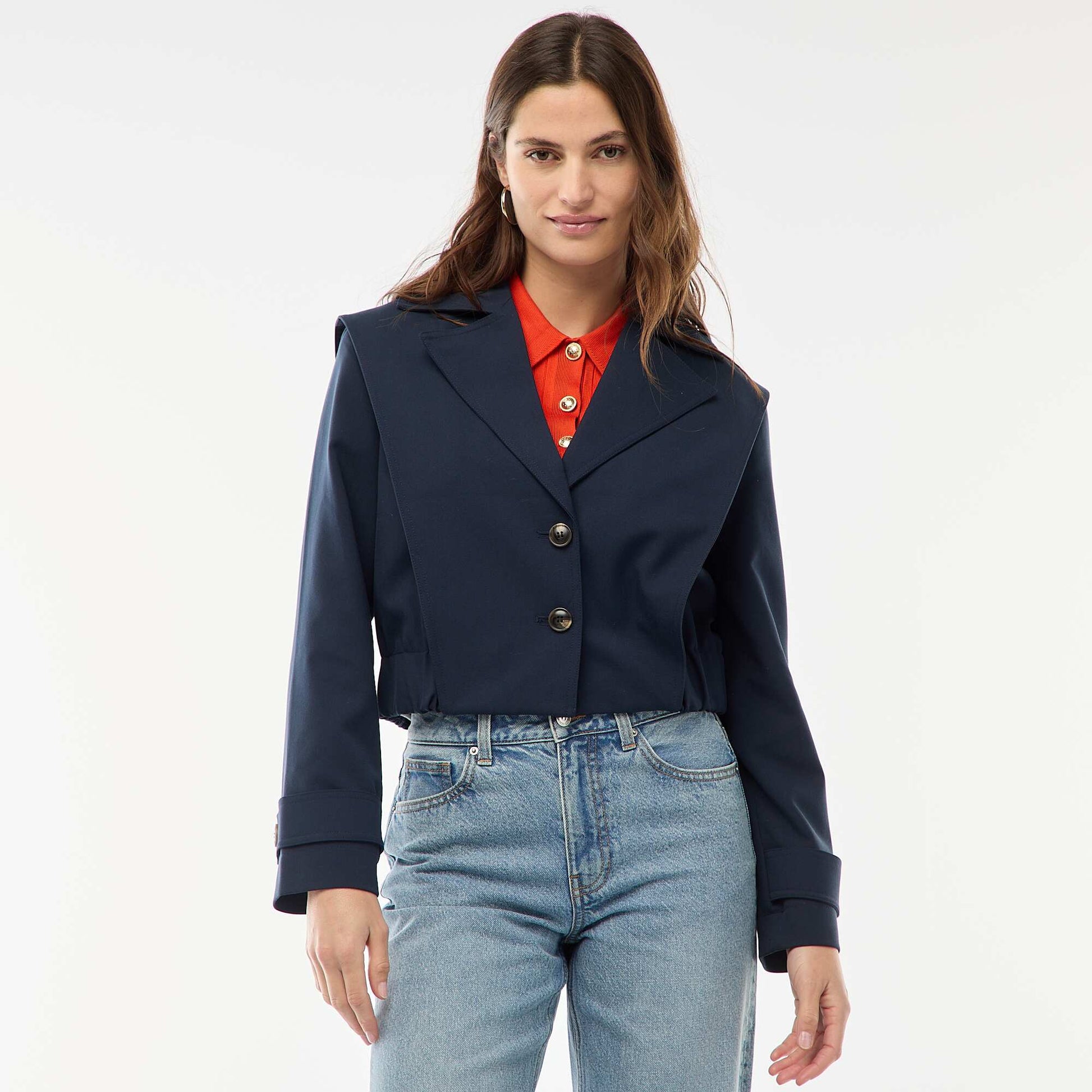 Veste cropped style trench BLEU