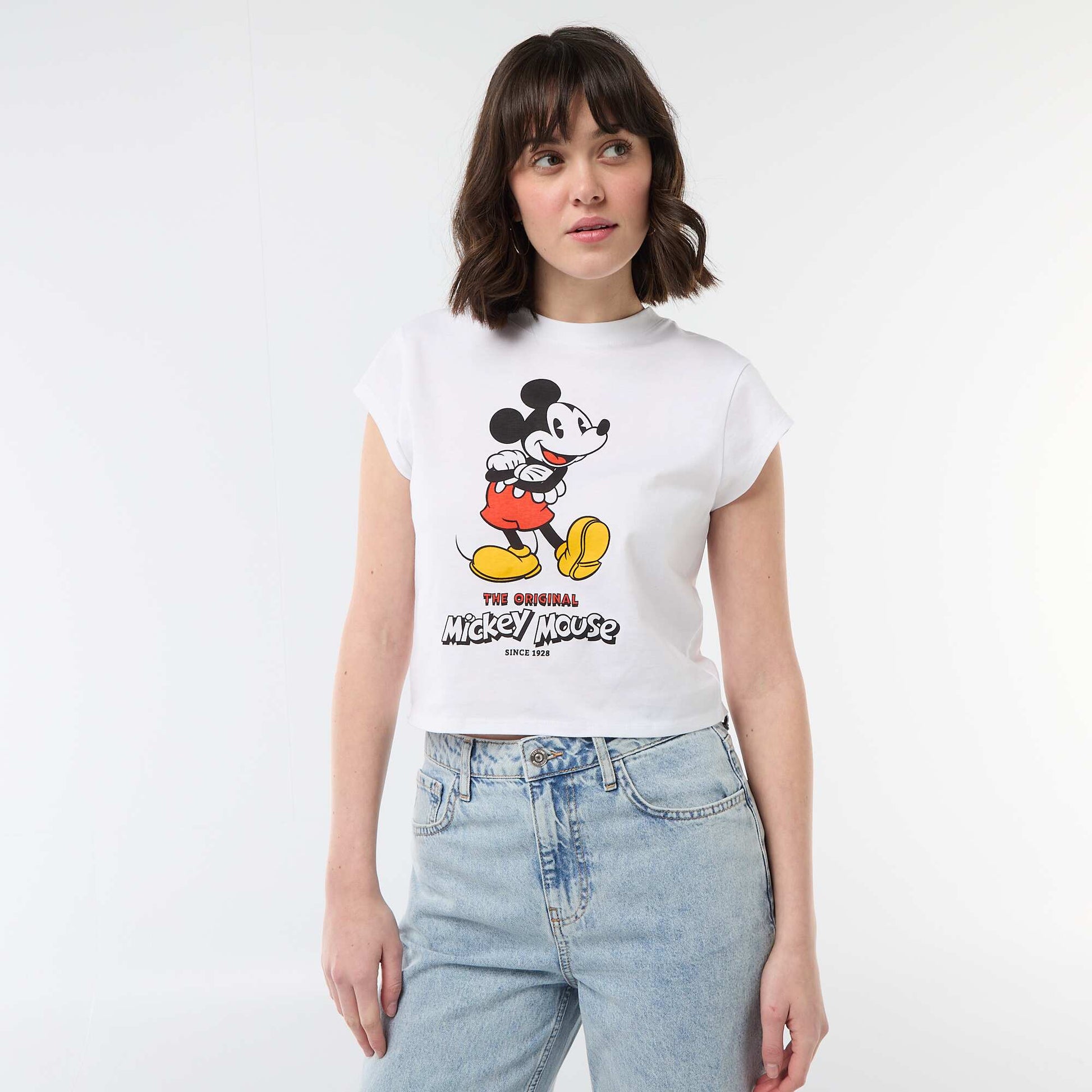 Tee-shirt 'Mickey' cropped 'Disney' BLANC