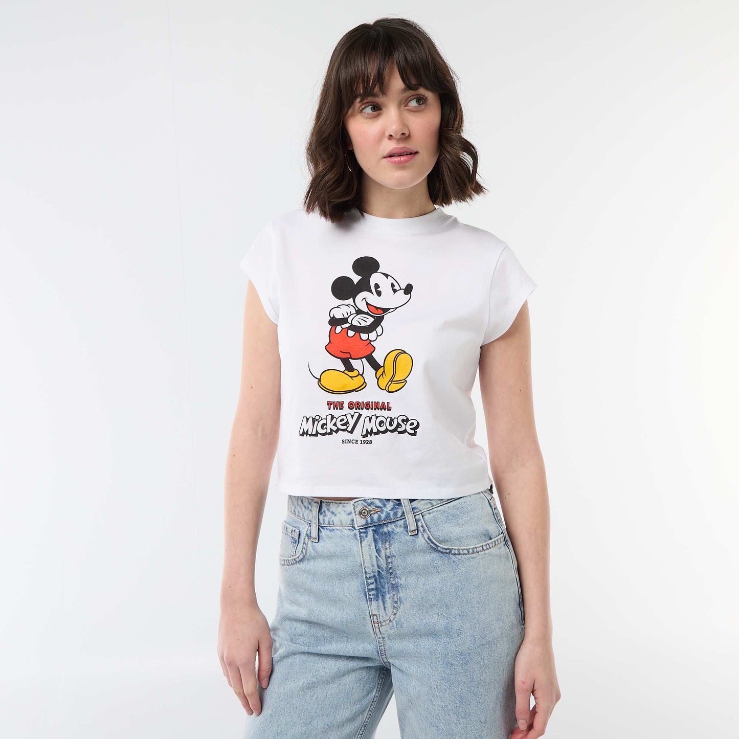 Tee-shirt 'Mickey' cropped 'Disney' BLANC