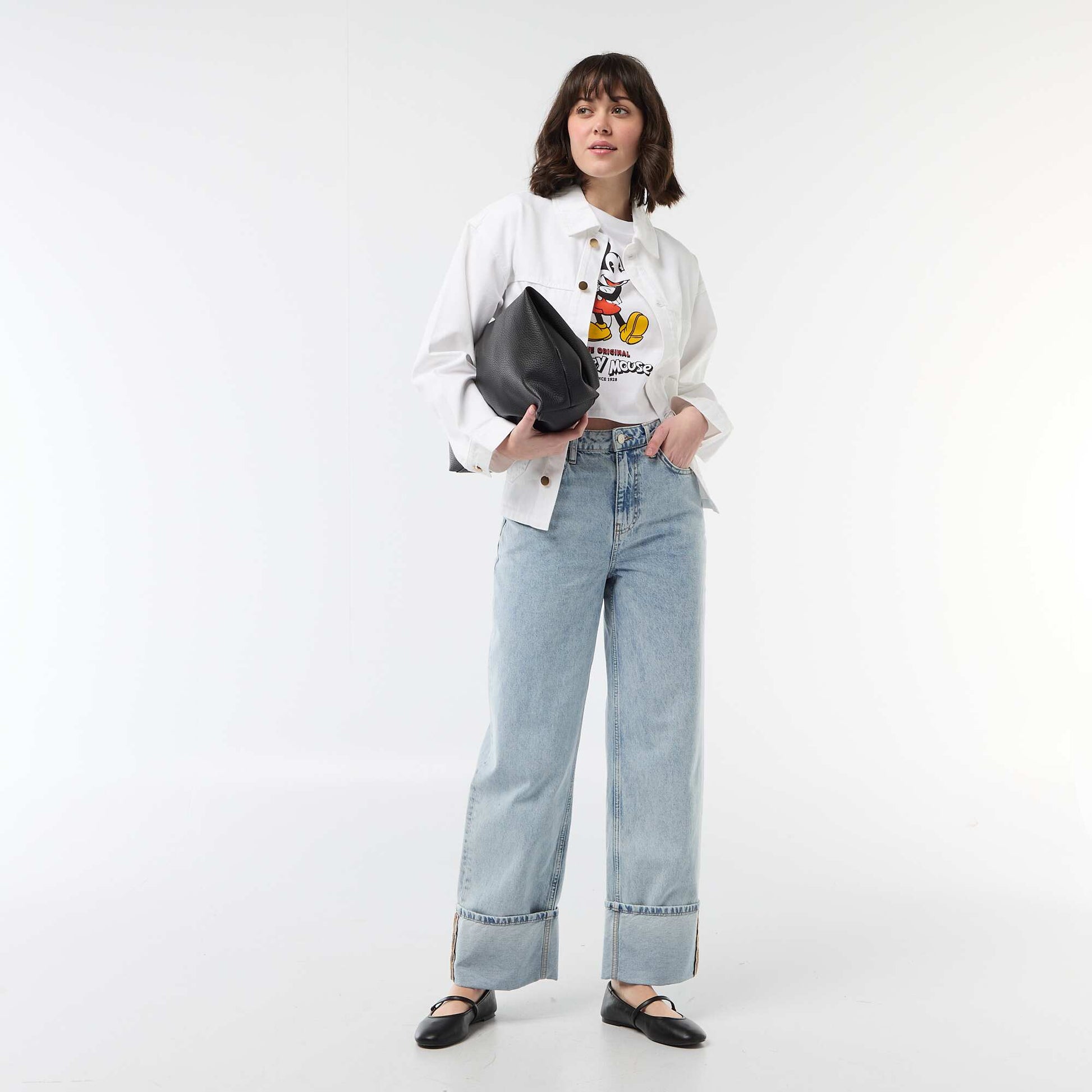 Tee-shirt 'Mickey' cropped 'Disney' BLANC
