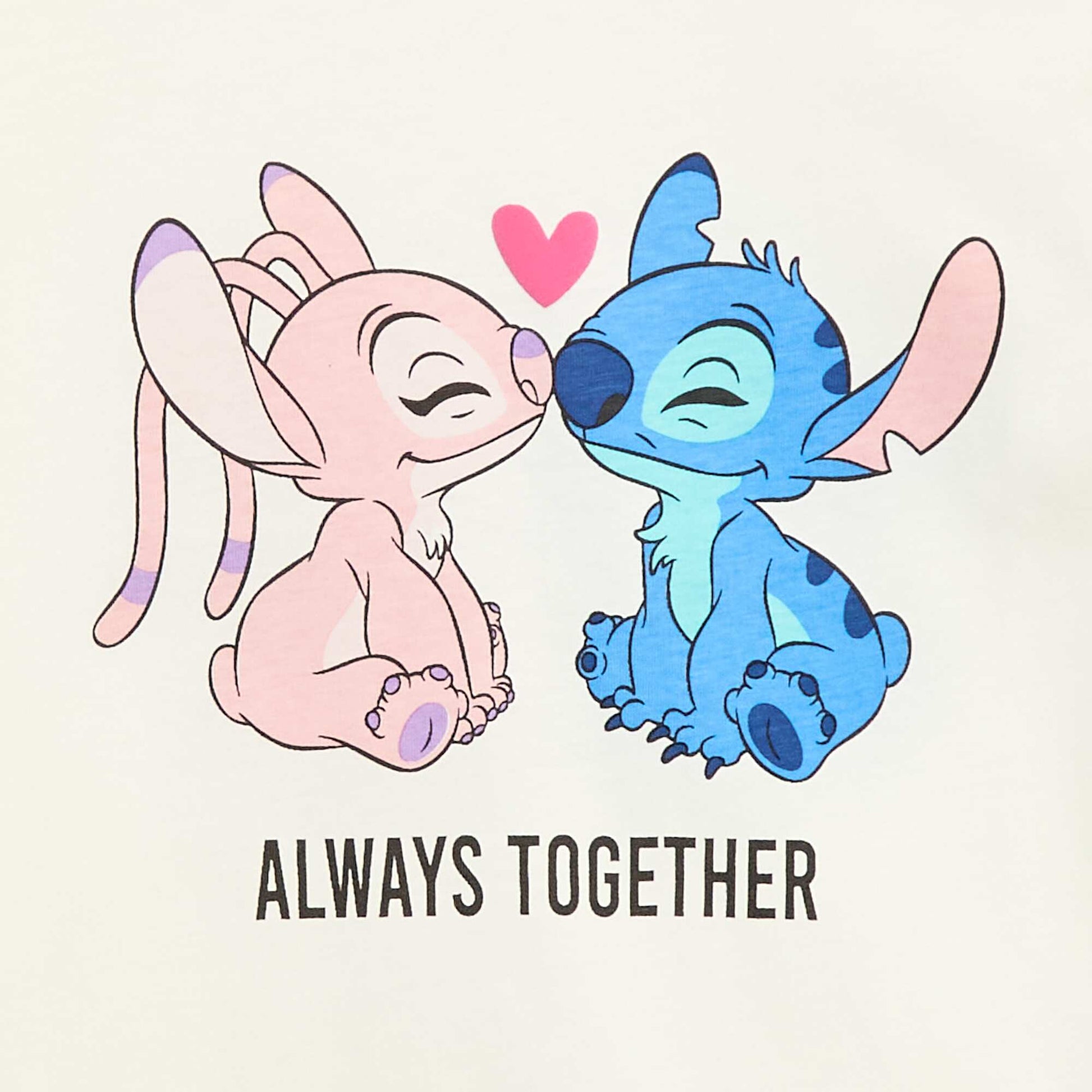 T-shirt 'Disney' 'Stitch & Angel' en coton uni BLANC