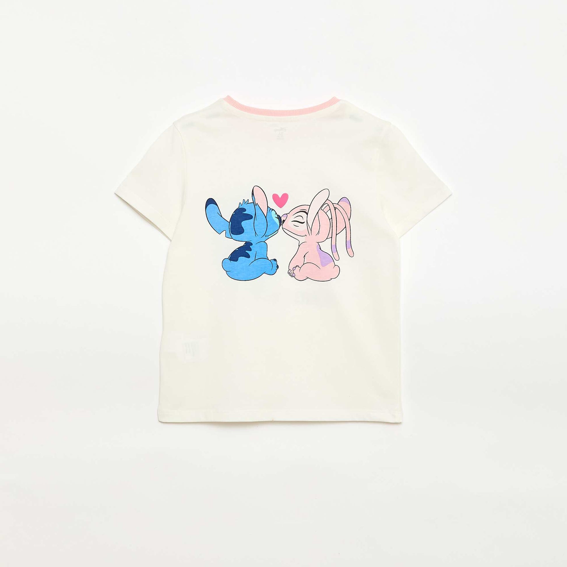 T-shirt 'Disney' 'Stitch & Angel' en coton uni BLANC