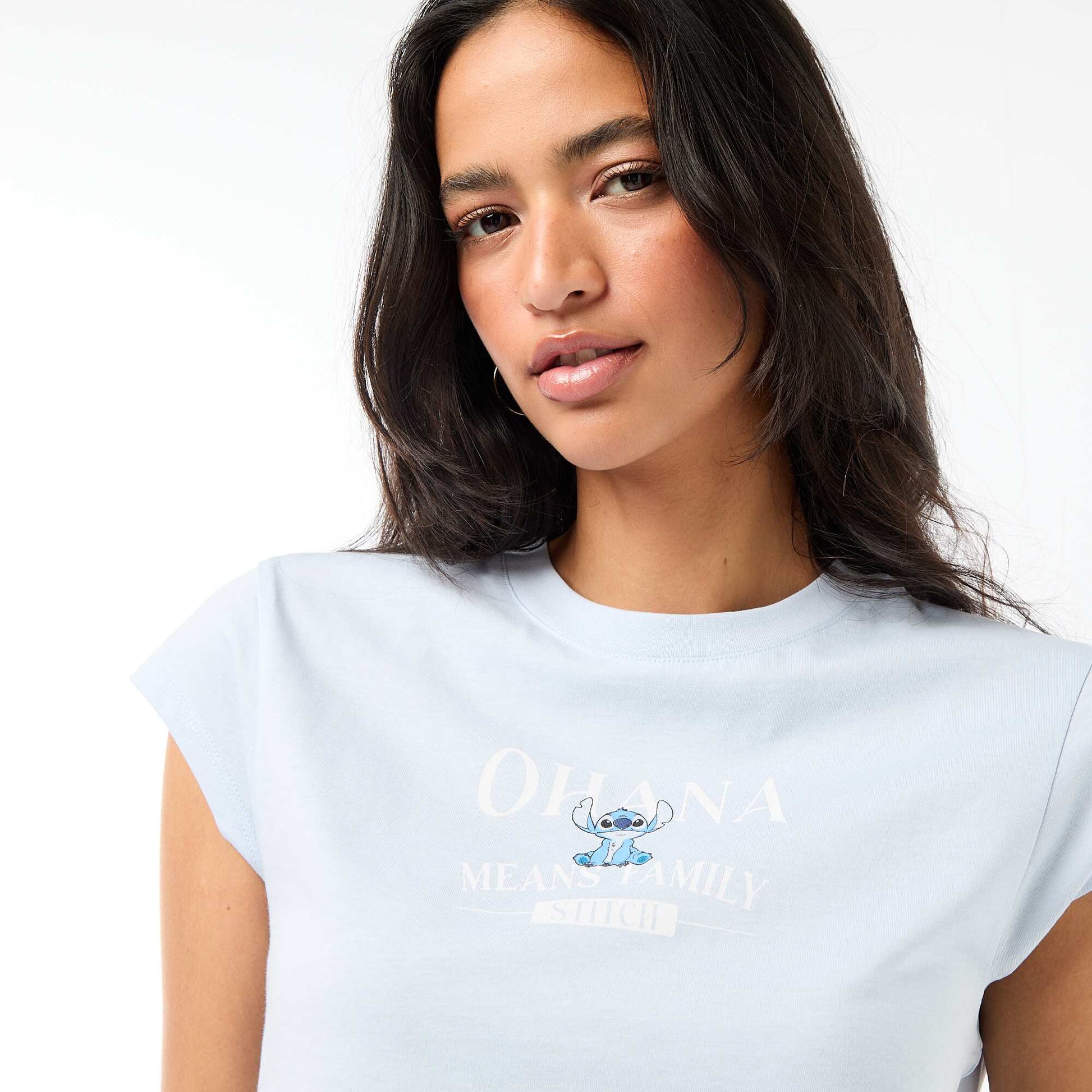 Tee-shirt 'Stitch' cropped BLEU