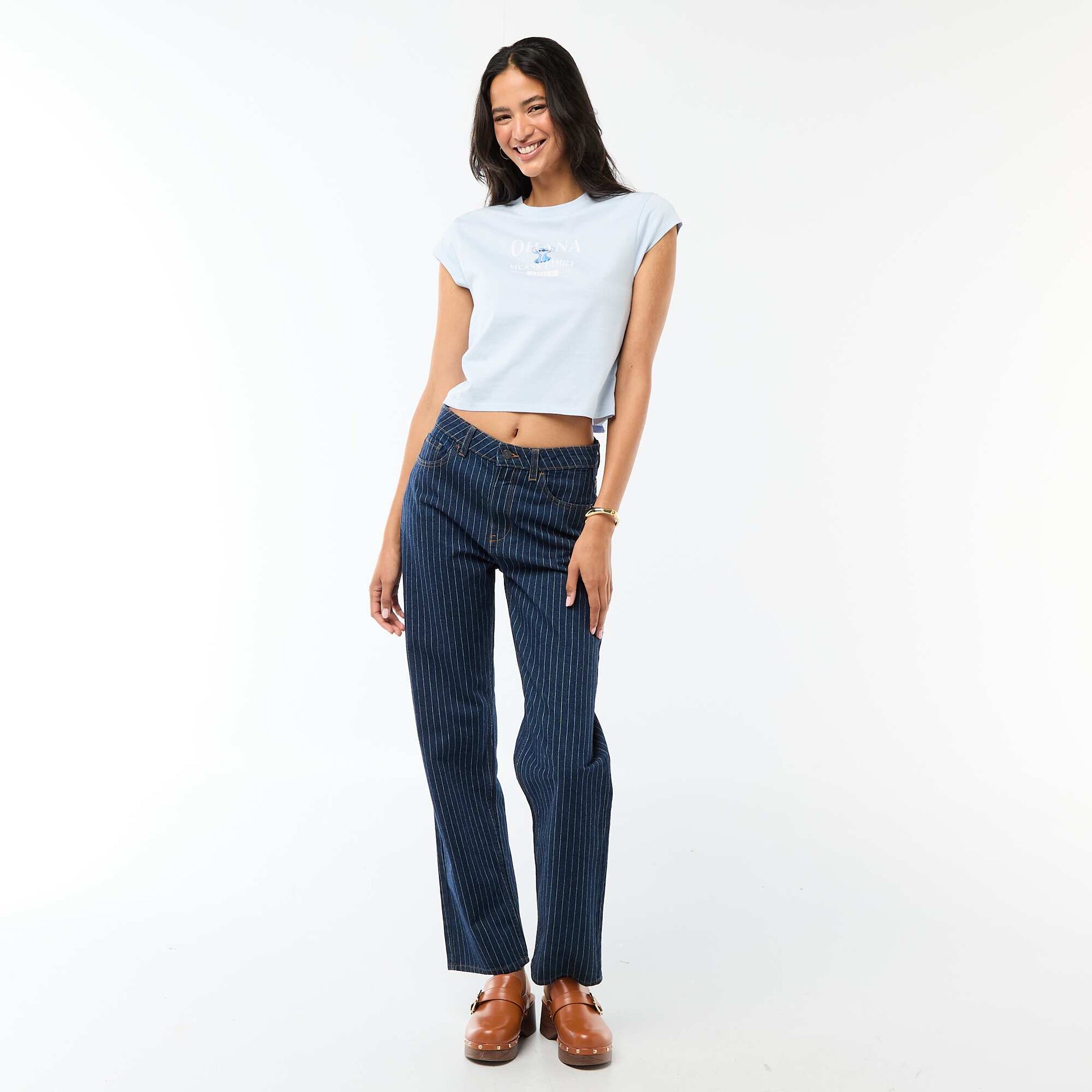 Tee-shirt 'Stitch' cropped BLEU