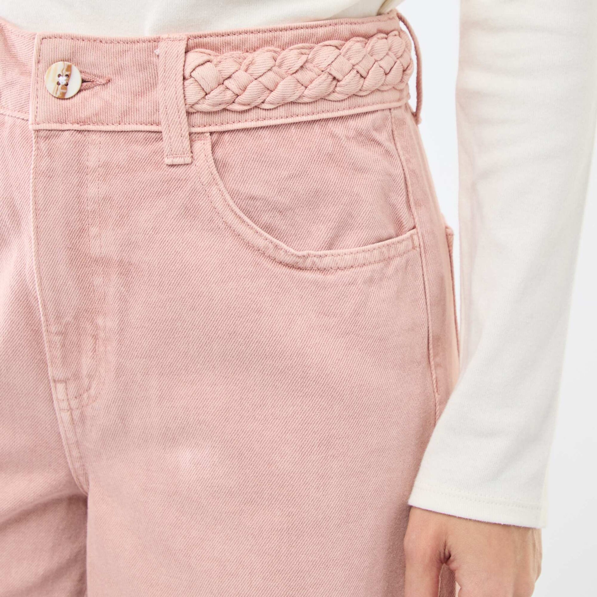 Pantalon denim taille haute et coupe large ROSE