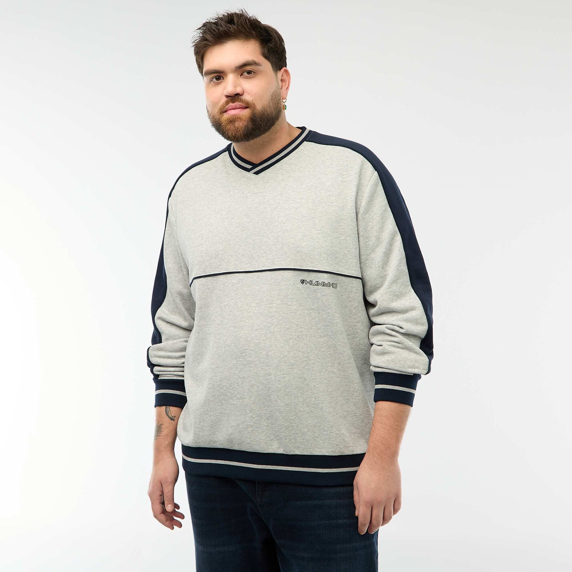 Sweat col V en French Terry GRIS