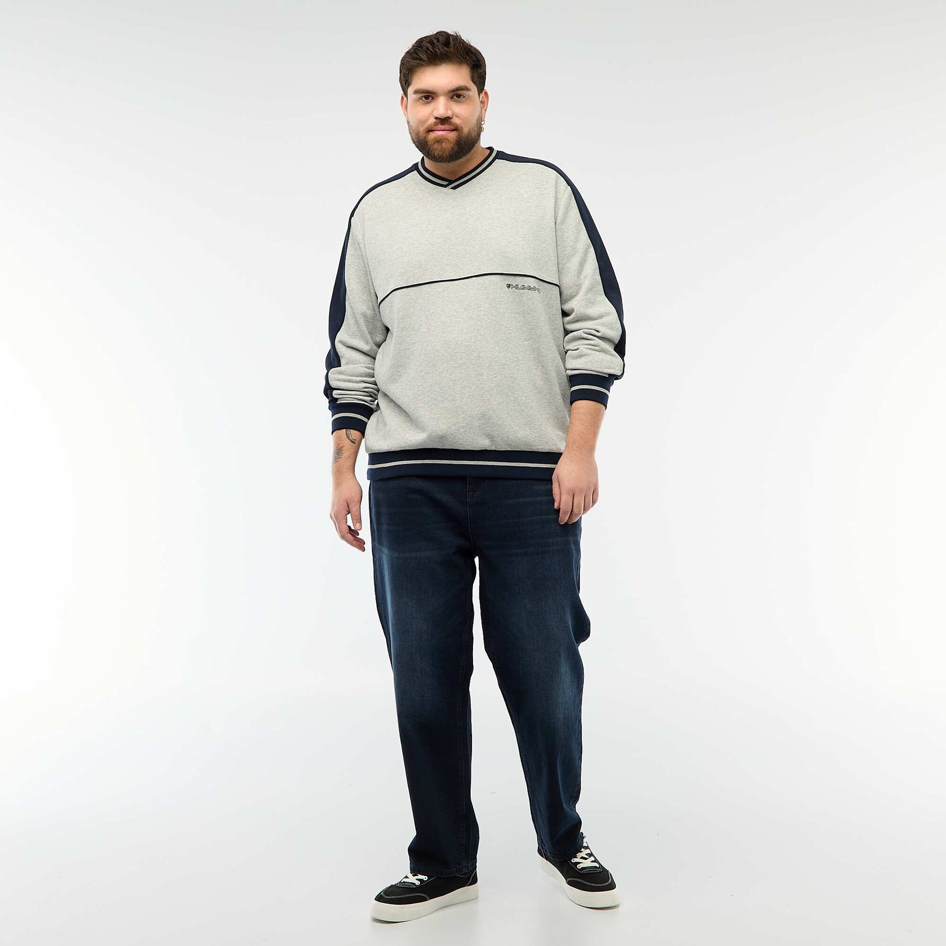 Sweat col V en French Terry GRIS