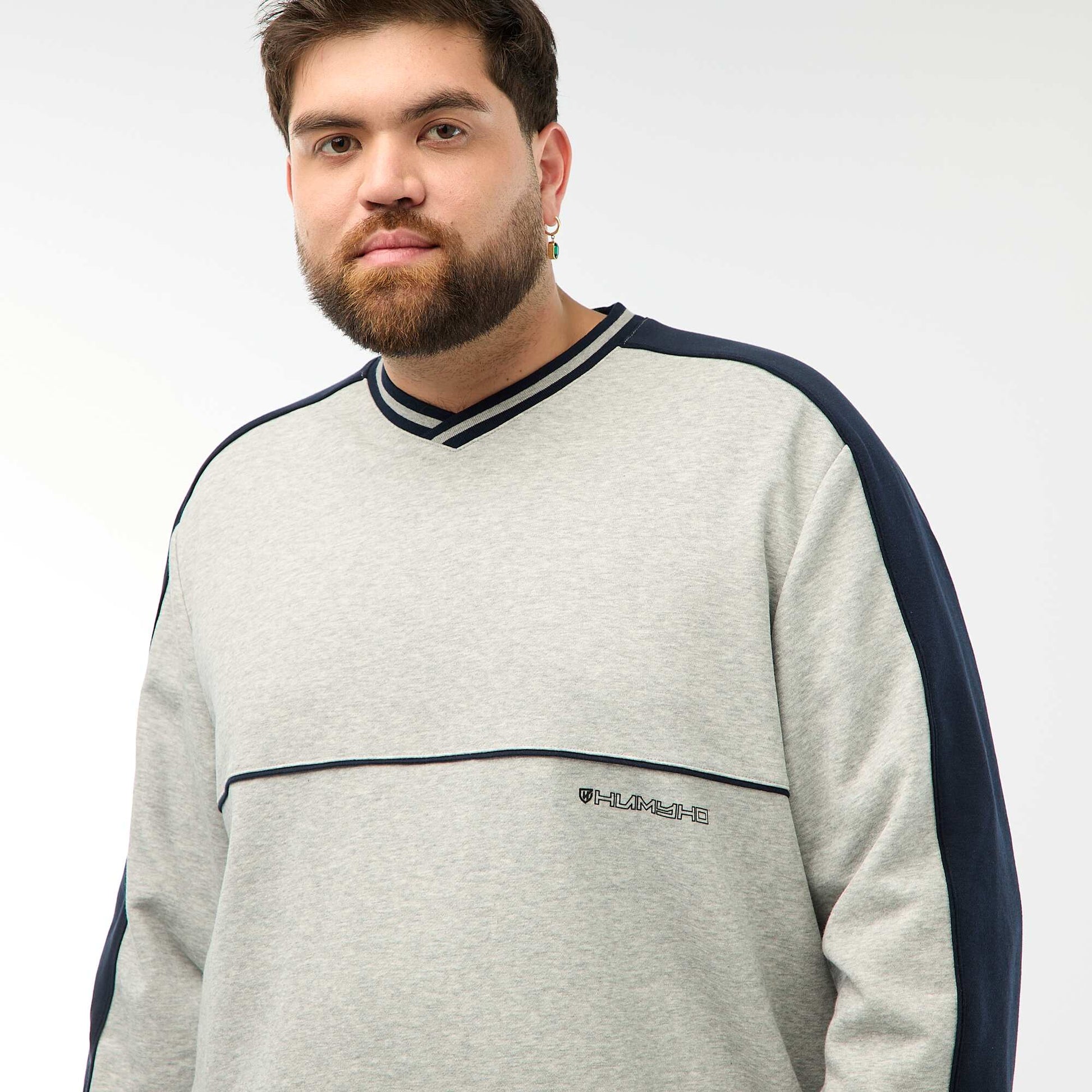 Sweat col V en French Terry GRIS