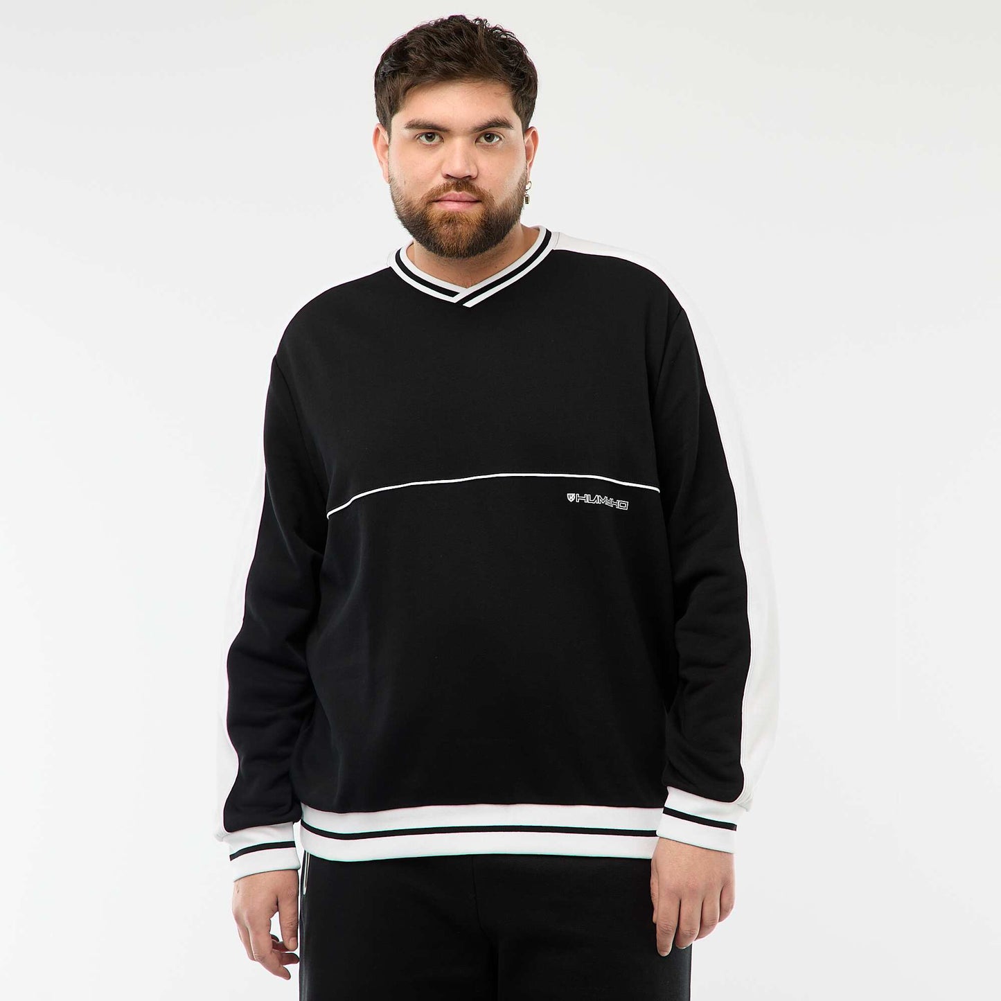 Sweat col V en French Terry NOIR