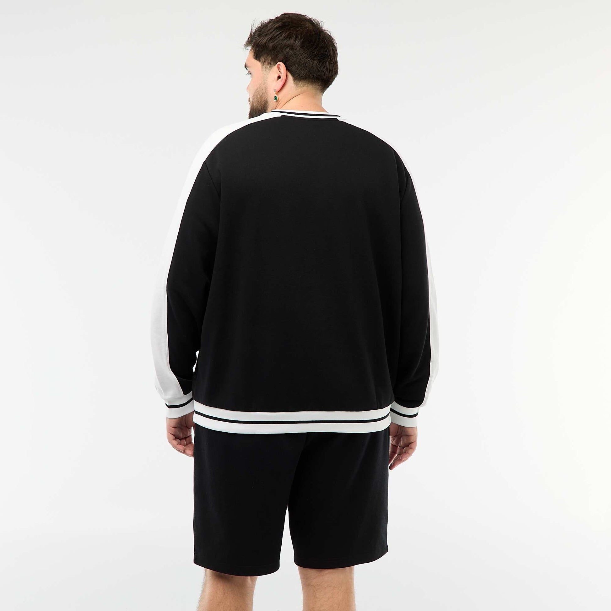 Sweat col V en French Terry NOIR