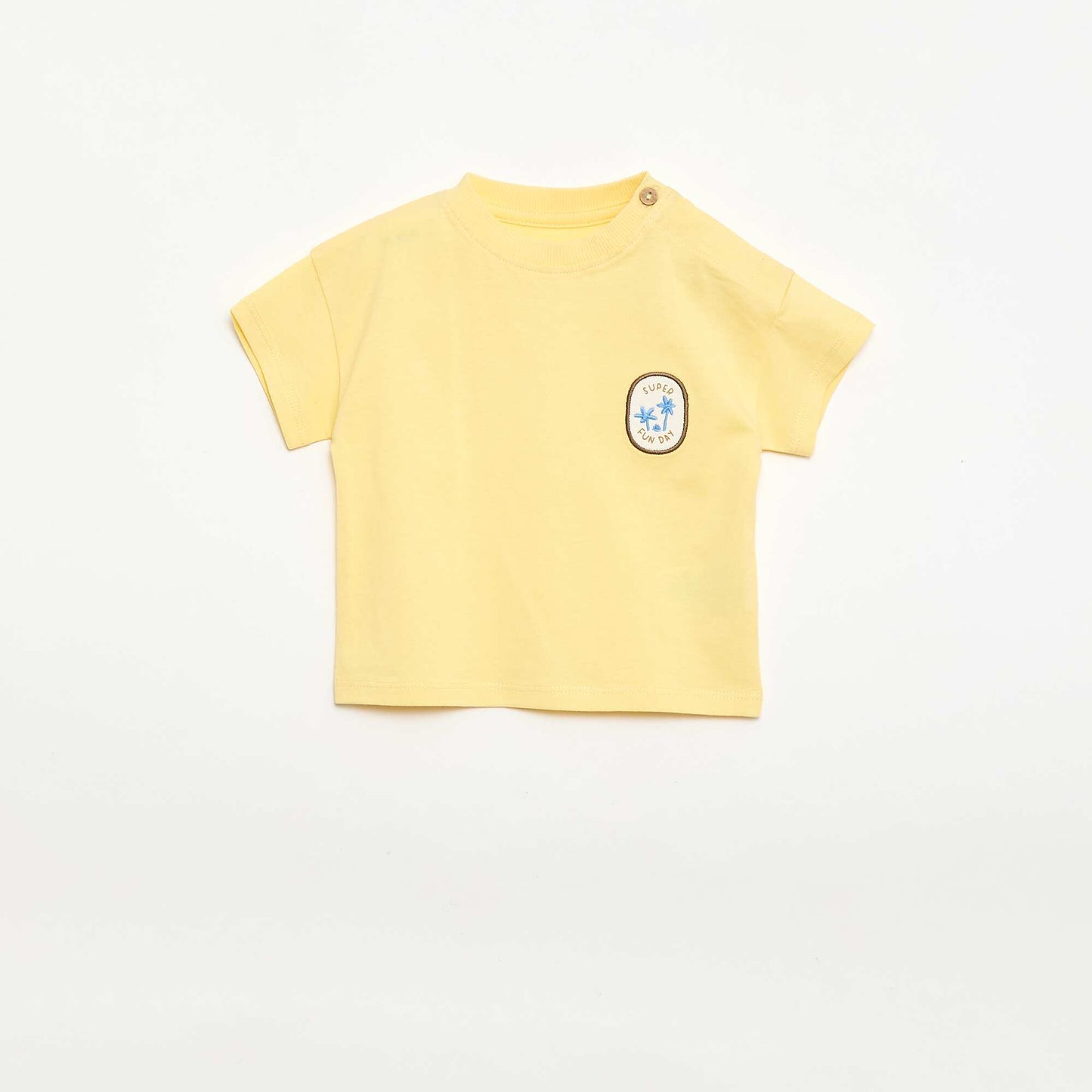 Tee-shirt avec broderie sur poitrine JAUNE