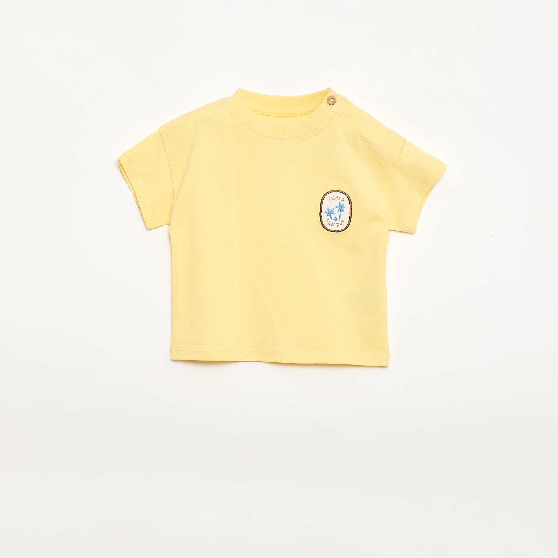 Tee-shirt avec broderie sur poitrine JAUNE