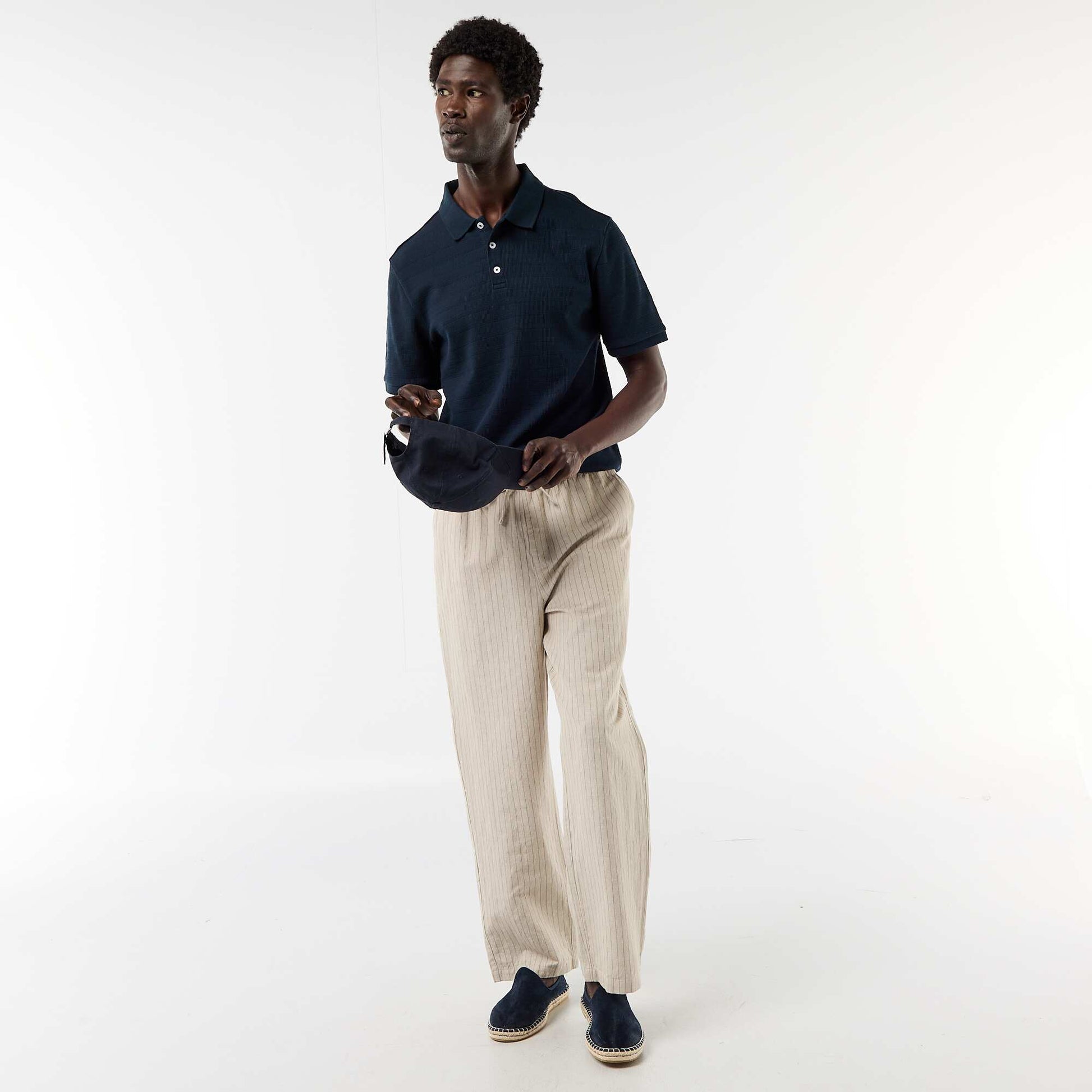 Polo en piqué de coton à manches courtes BLEU