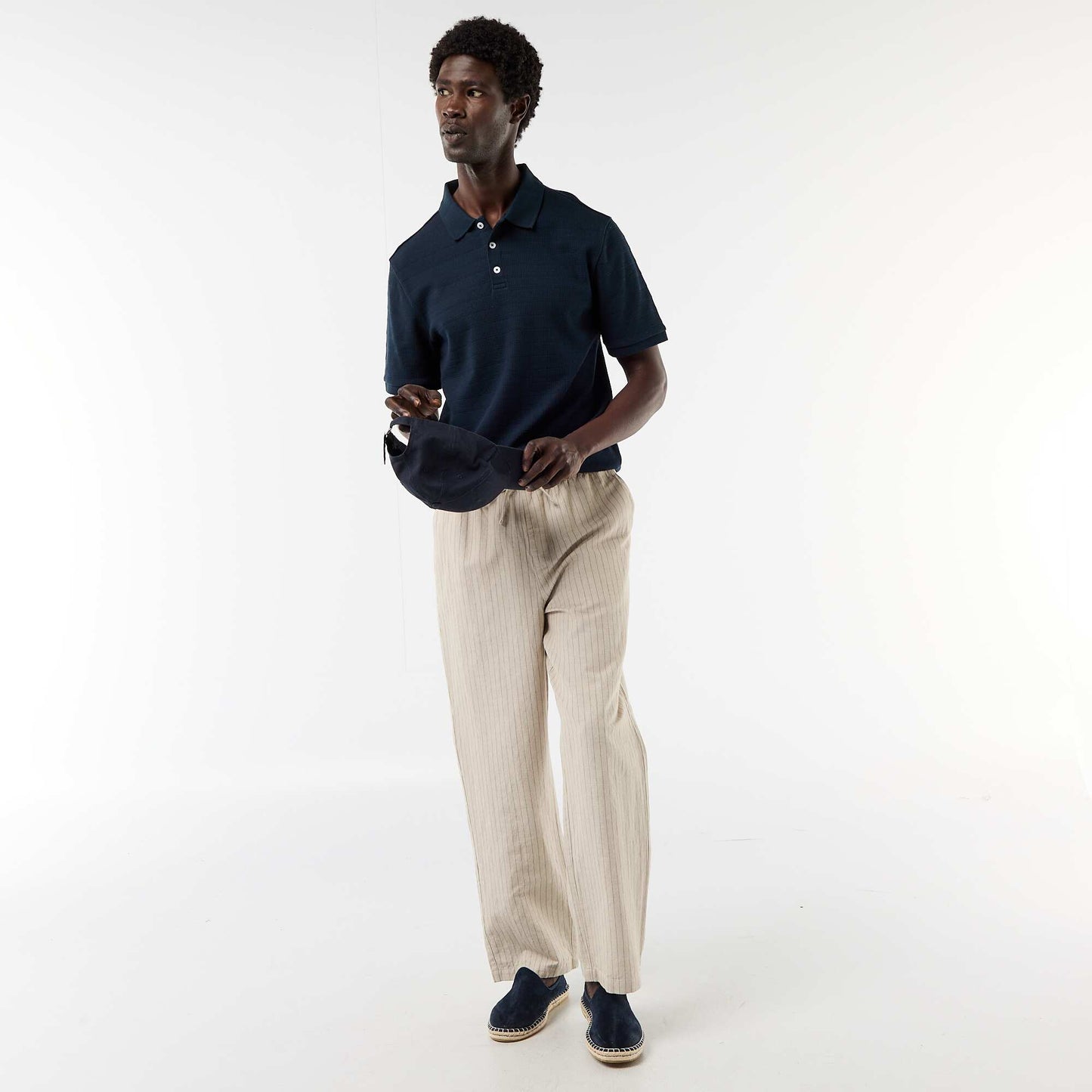 Polo en piqué de coton à manches courtes BLEU