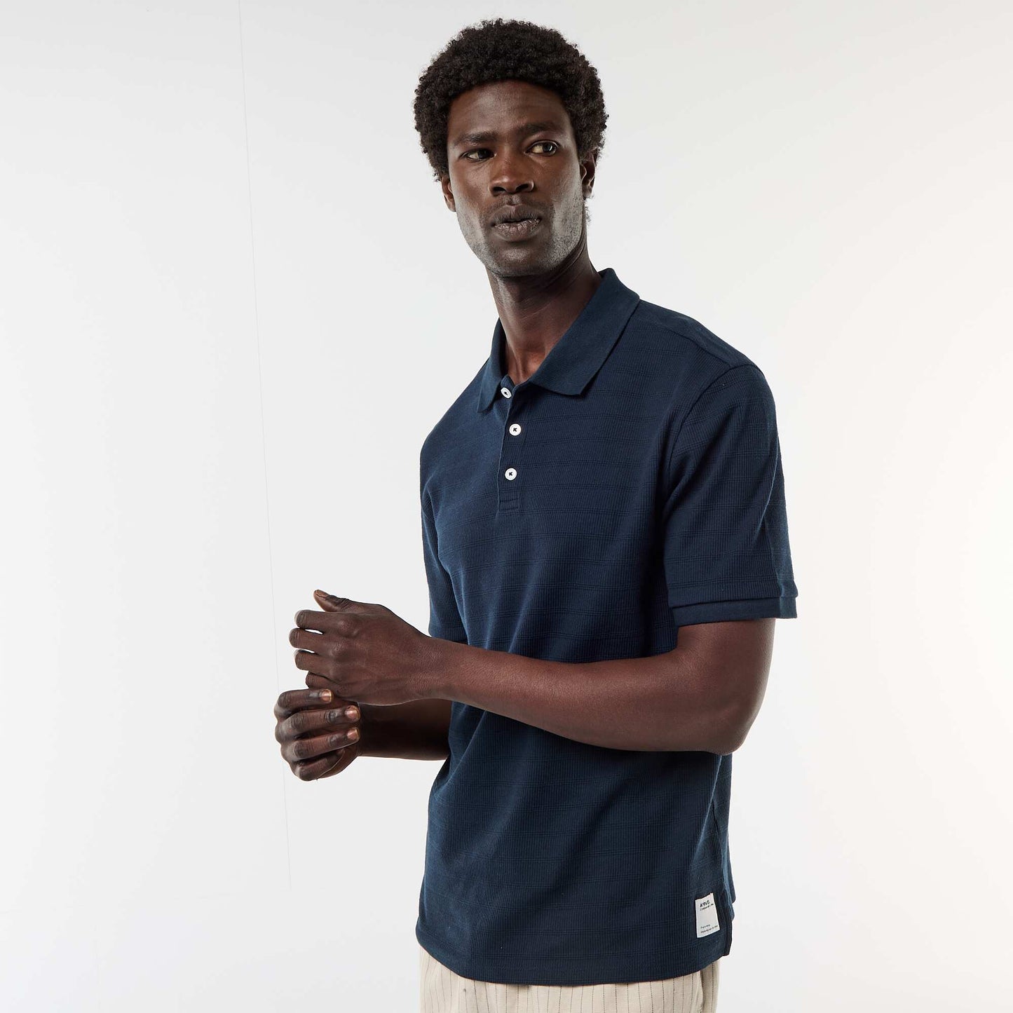 Polo en piqué de coton à manches courtes BLEU