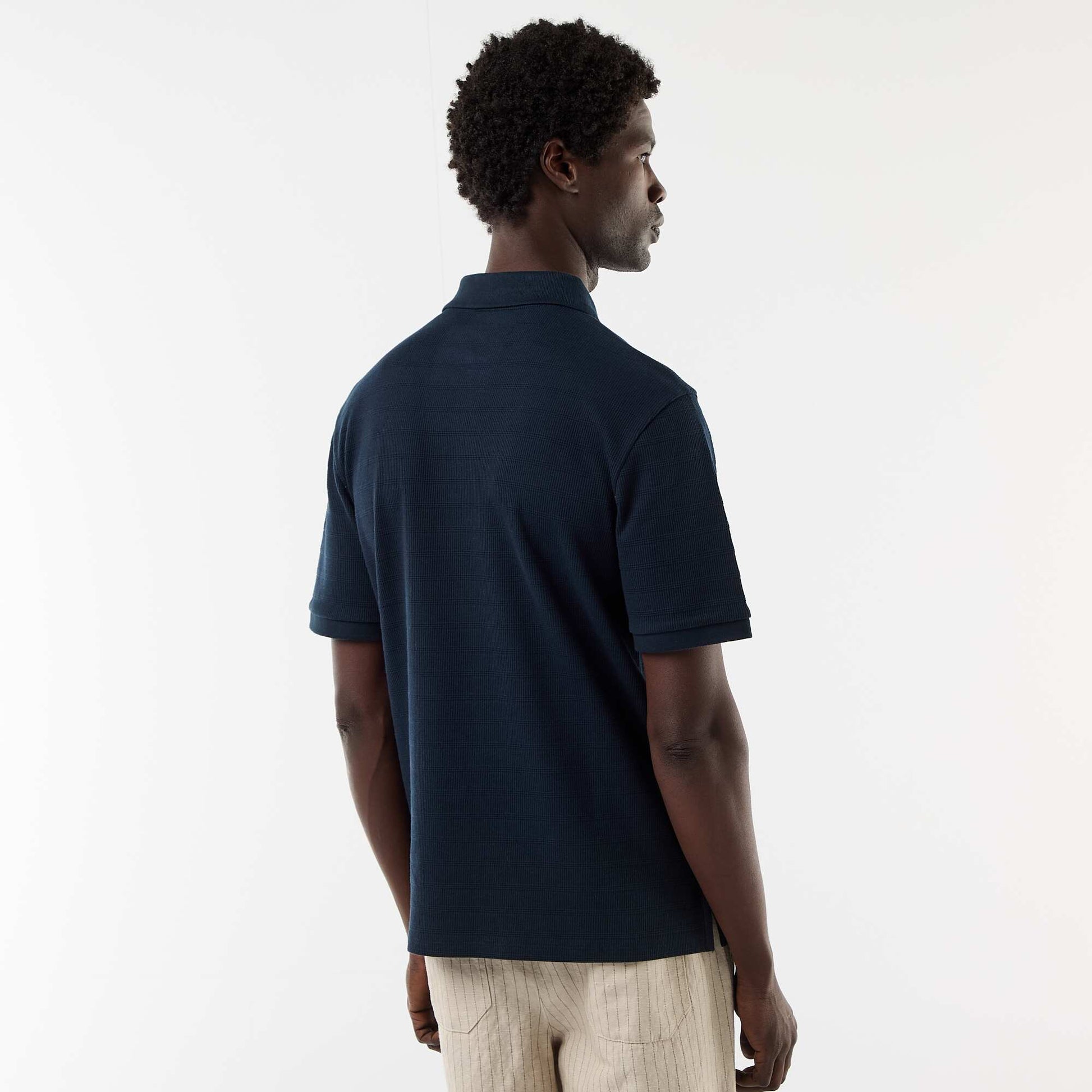 Polo en piqué de coton à manches courtes BLEU