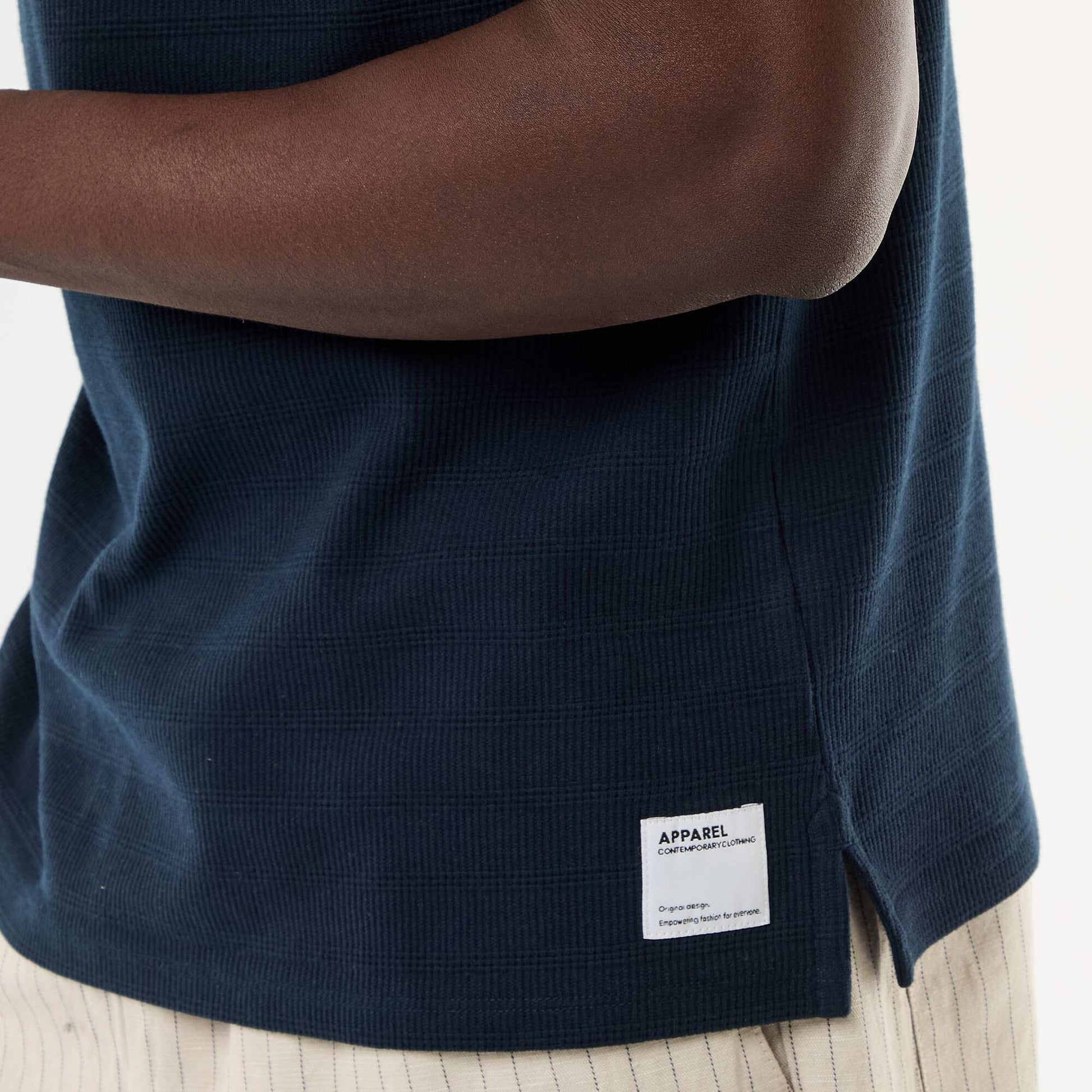 Polo en piqué de coton à manches courtes BLEU