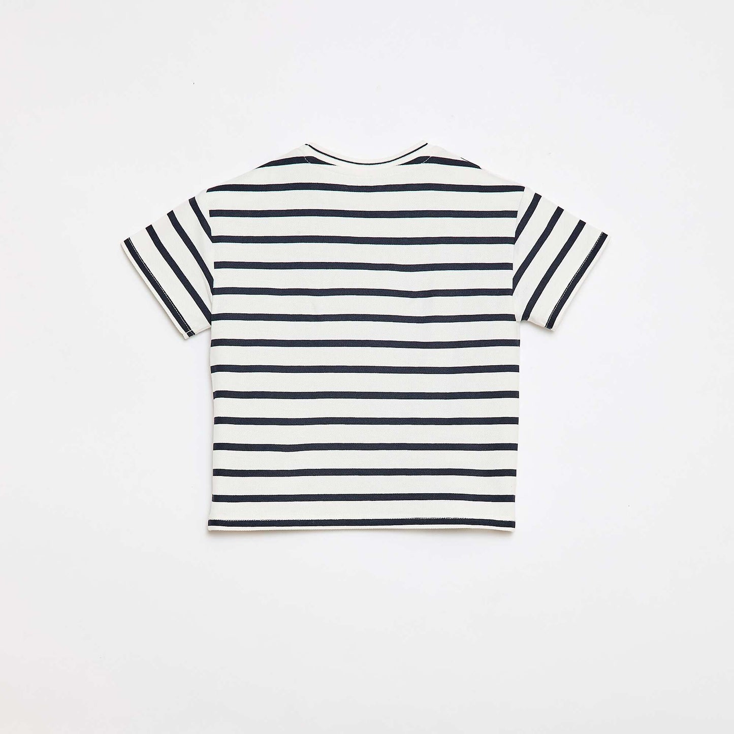 T-shirt rayé manches courtes en coton BLANC