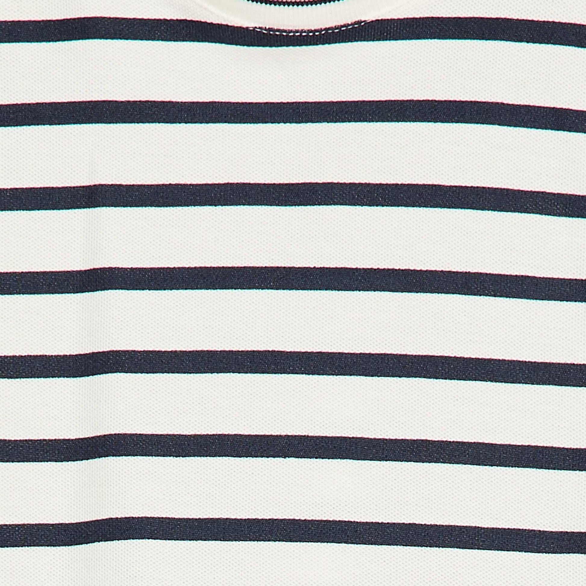 T-shirt rayé manches courtes en coton BLANC
