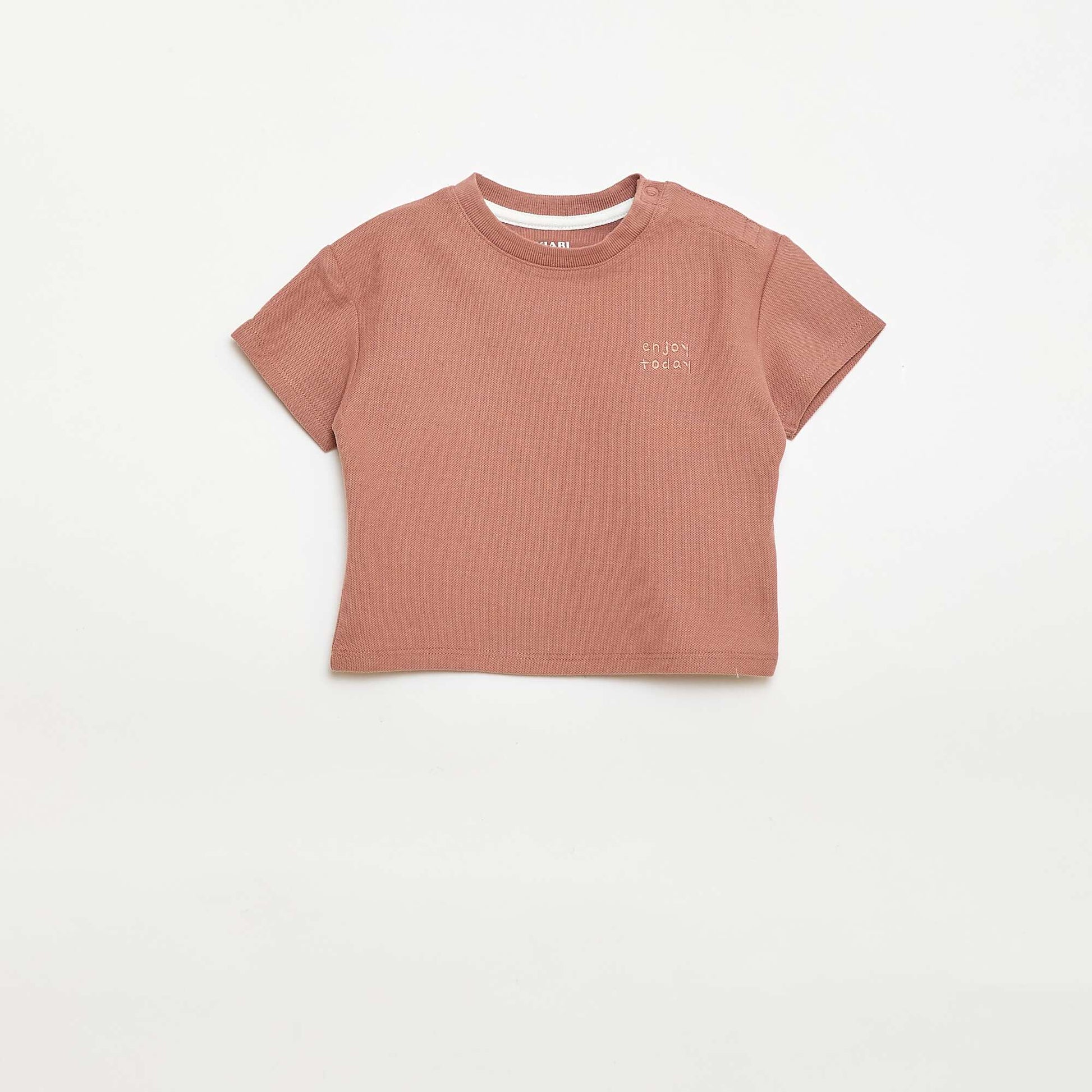 T-shirt uni manches courtes en coton MARRON