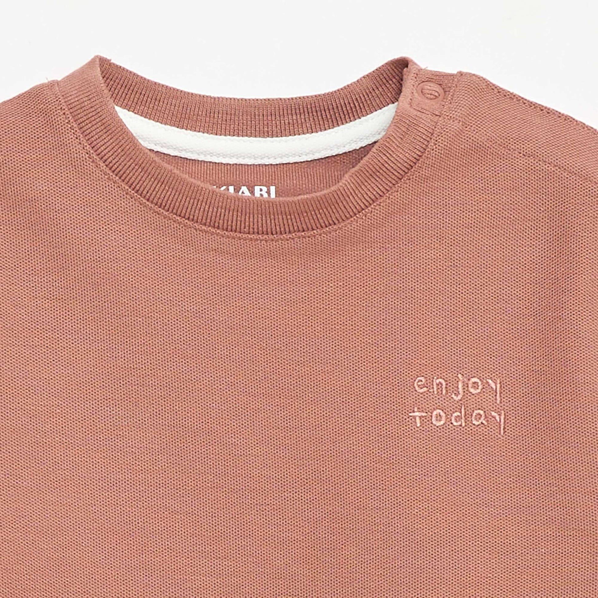 T-shirt uni manches courtes en coton MARRON