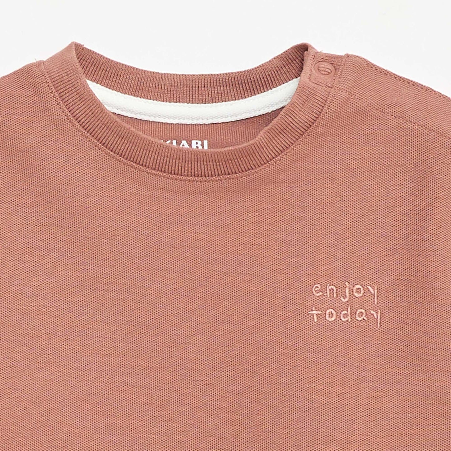 T-shirt uni manches courtes en coton MARRON