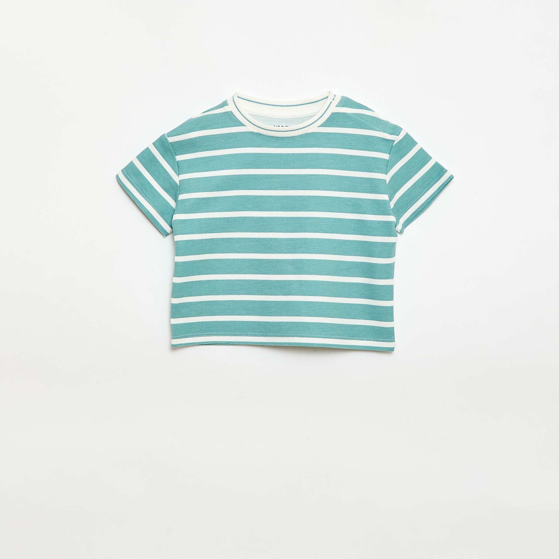 T-shirt uni manches courtes en coton BLEU
