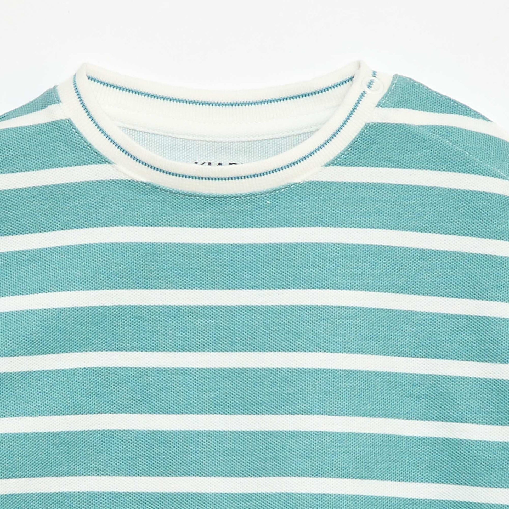 T-shirt uni manches courtes en coton BLEU