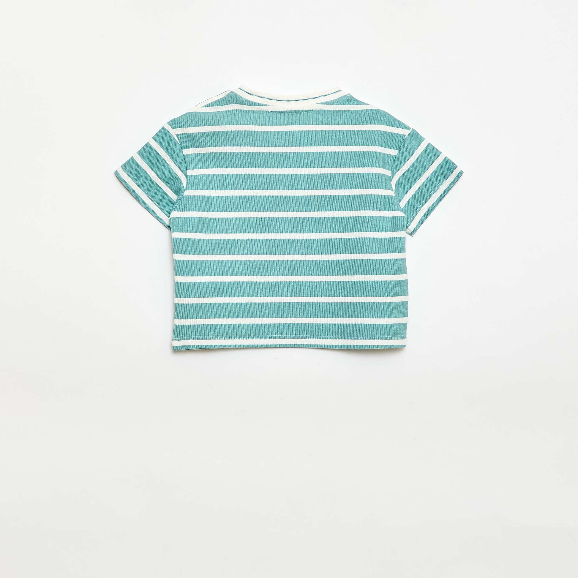 T-shirt uni manches courtes en coton BLEU