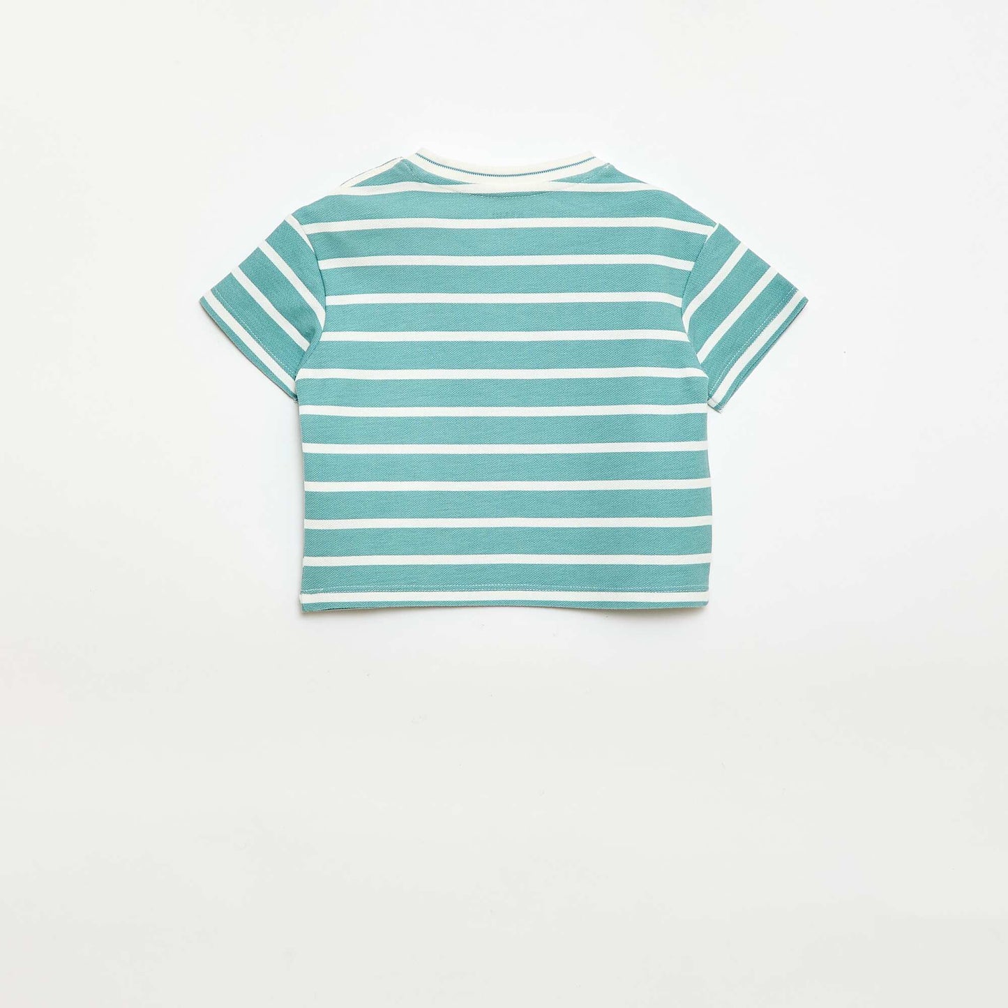 T-shirt uni manches courtes en coton BLEU