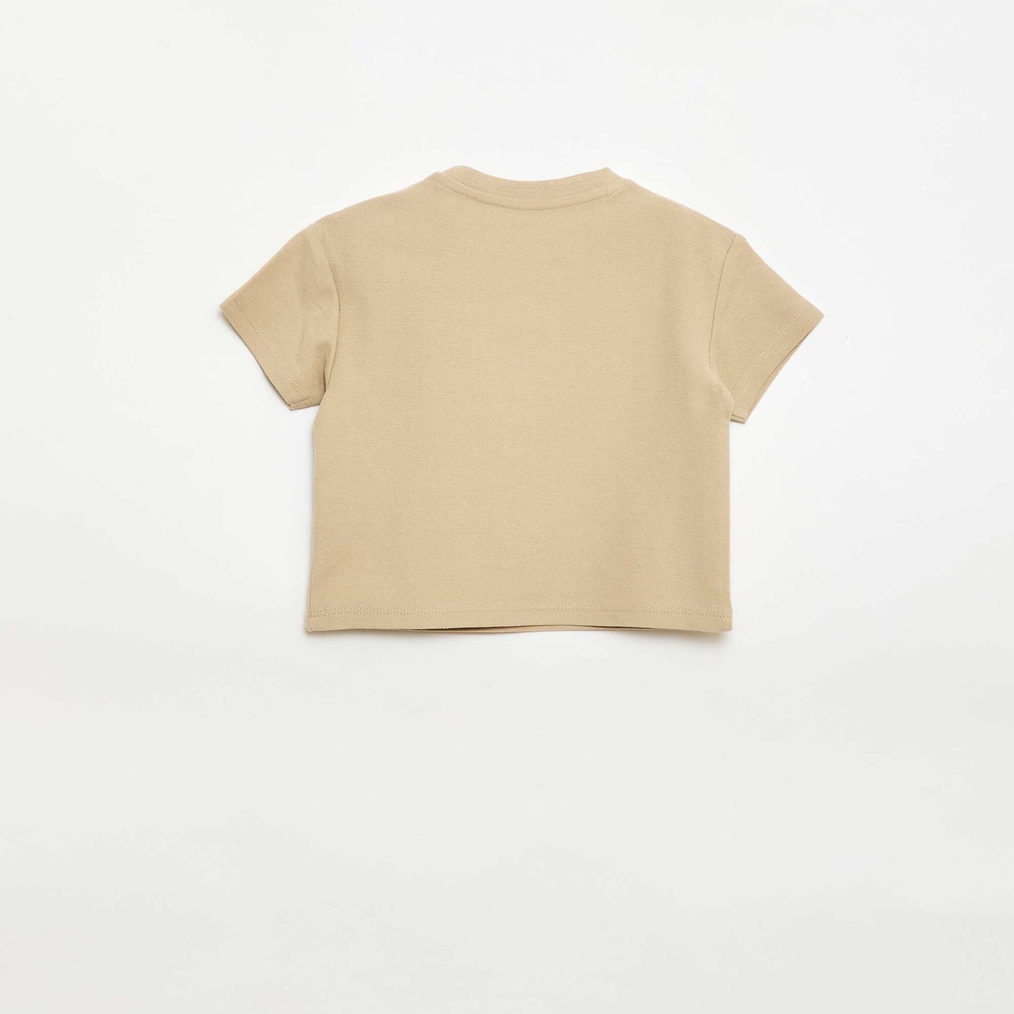 T-shirt uni manches courtes en coton BEIGE