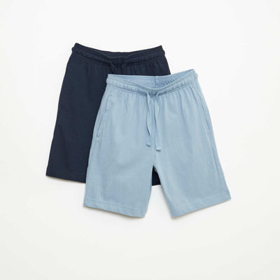 Lot de 2 shorts en jersey coton uni BLEU