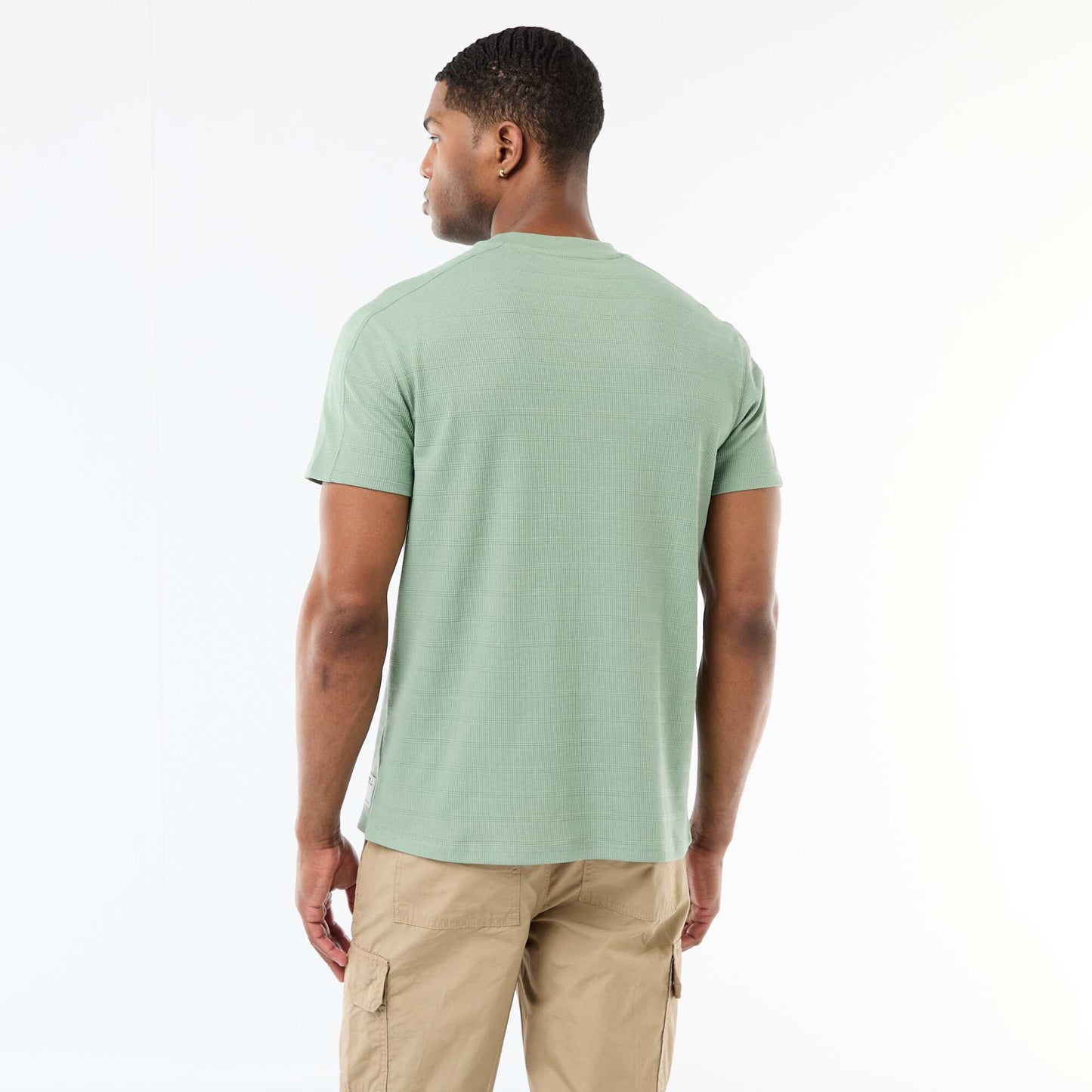 T-shirt à col rond et manches courtes en nid d'abeilles VERT